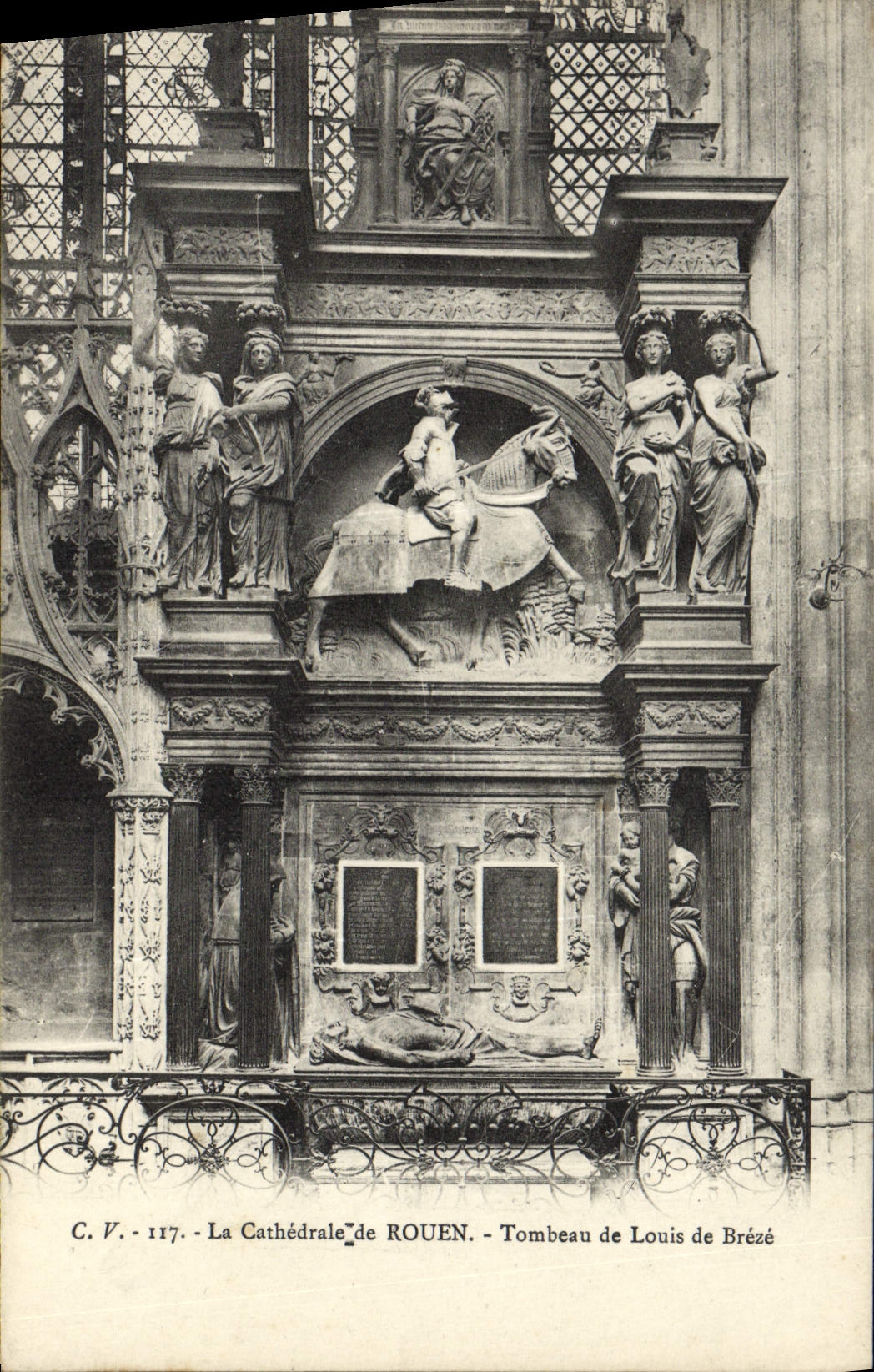 VINTAGE POSTCARD the Cathedral of Rouen Tomb of Louis de Breze