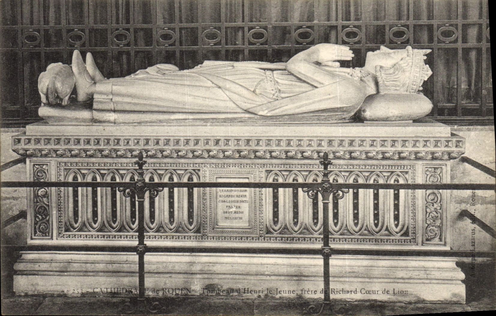 VINTAGE POSTCARD the Cathedral of Rouen Tomb of Henri the young brother of Richard Lion-hearted
