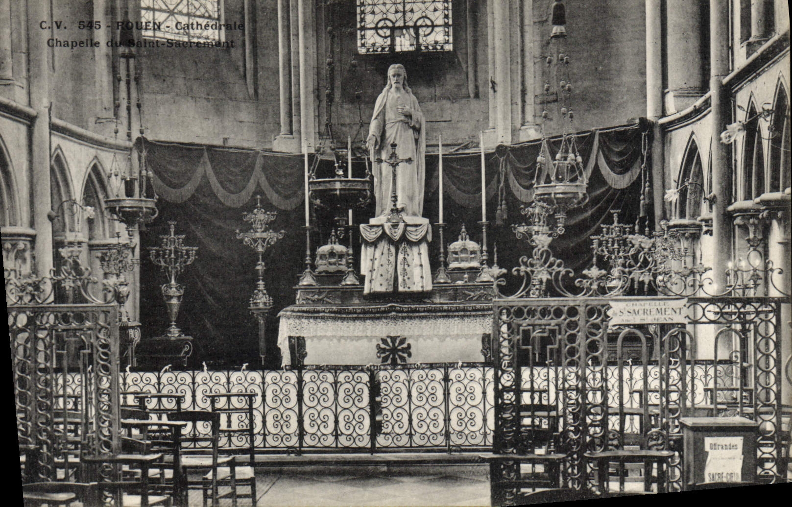 VINTAGE POSTCARD Rouen Cathedral Vault of Blessed Sacrament