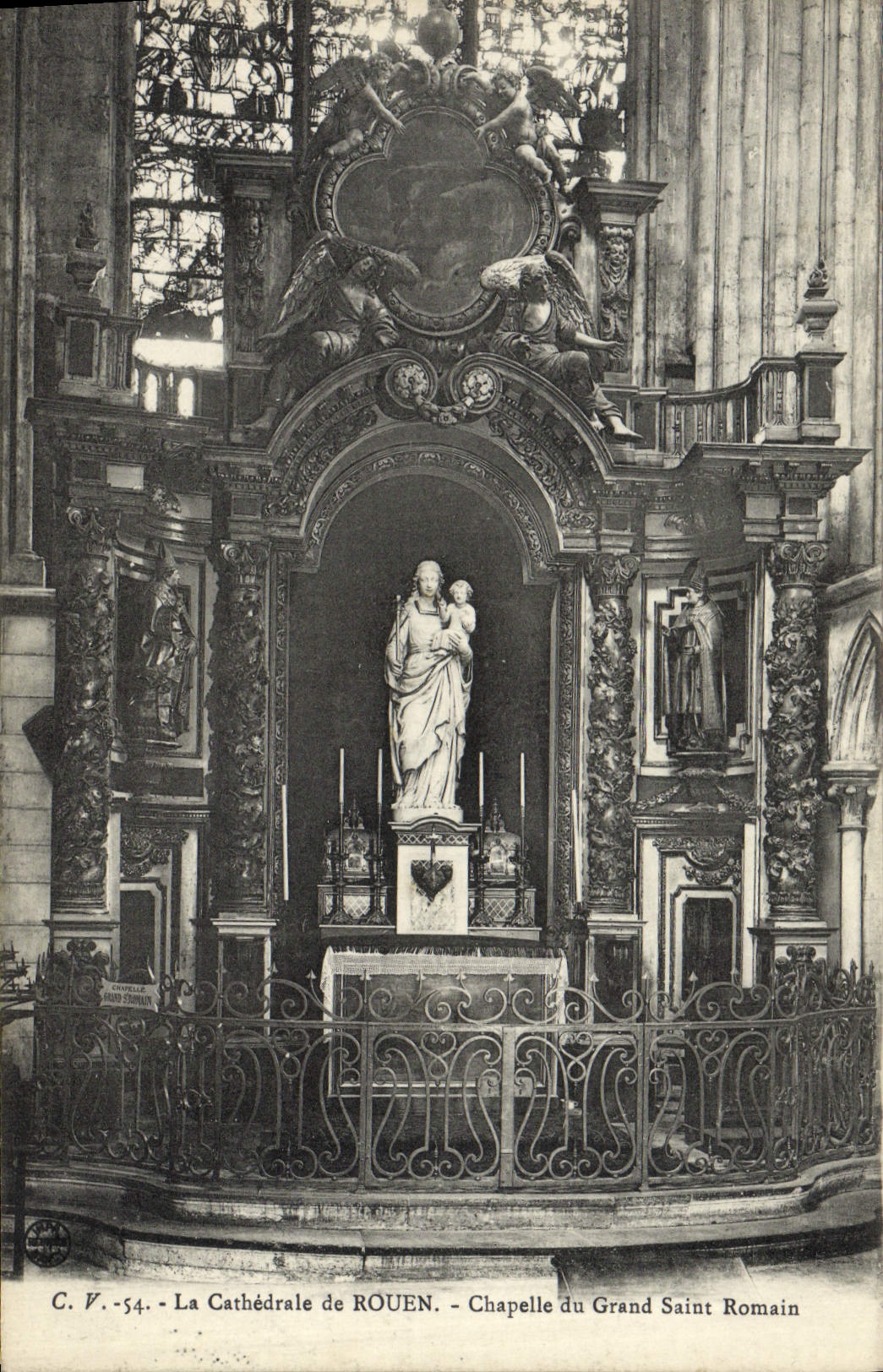 VINTAGE POSTCARD the Cathedral of Rouen Vault of the Great Romain Saint