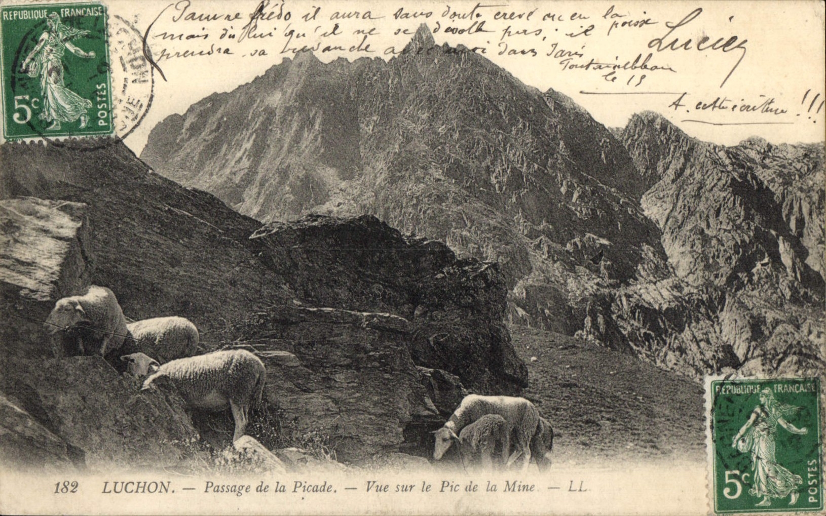 VINTAGE POSTCARD Luchon Passage of Picade Seen on the peak of the Mine