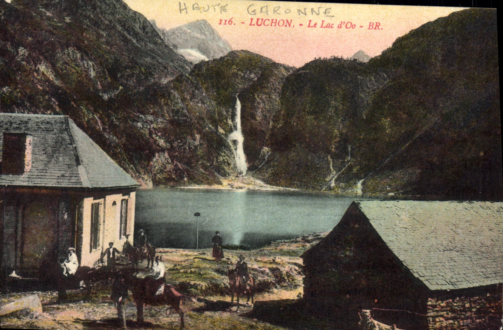 VINTAGE POSTCARD Luchon the Lake Oo Maisons Ass Mule