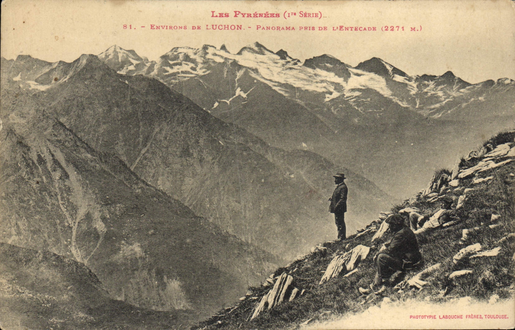 VINTAGE POSTCARD Surroundings of Luchon Panorama Taken of Entecade