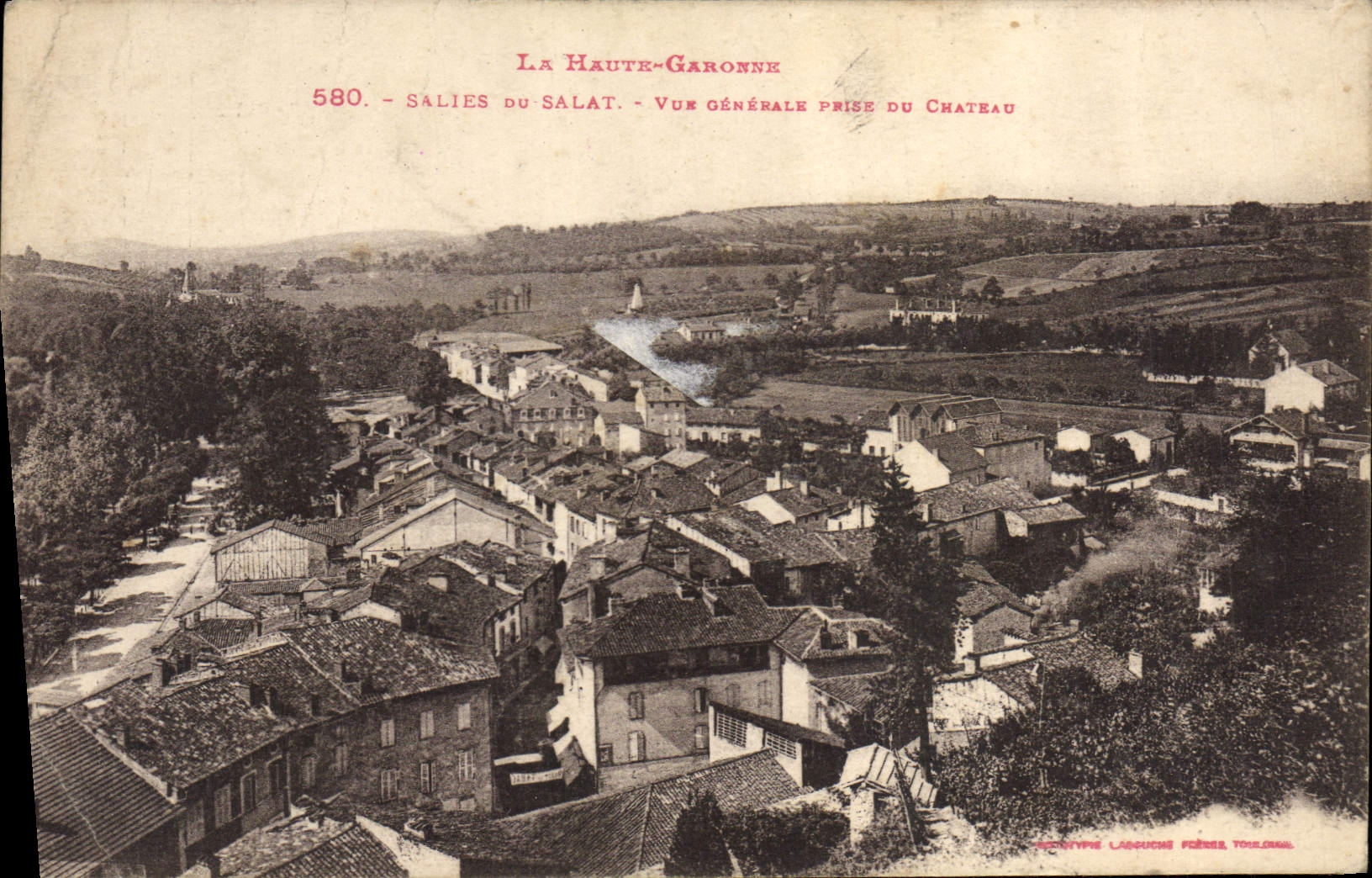 VINTAGE POSTCARD Dirtied Of Salat View taken of the Castle