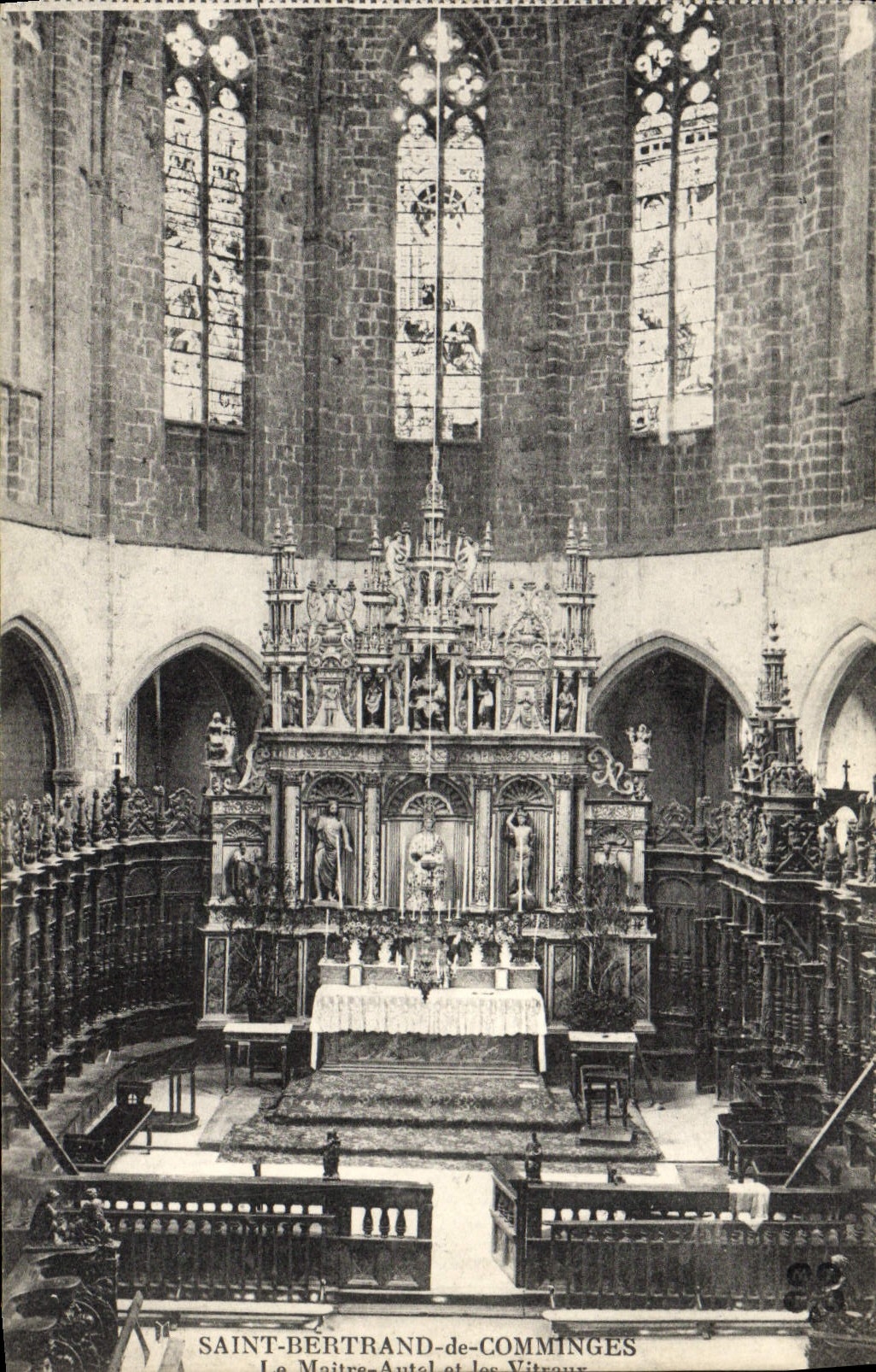 VINTAGE POSTCARD Holy Bertrand de Comminges the Master furnace bridge and stained glasses