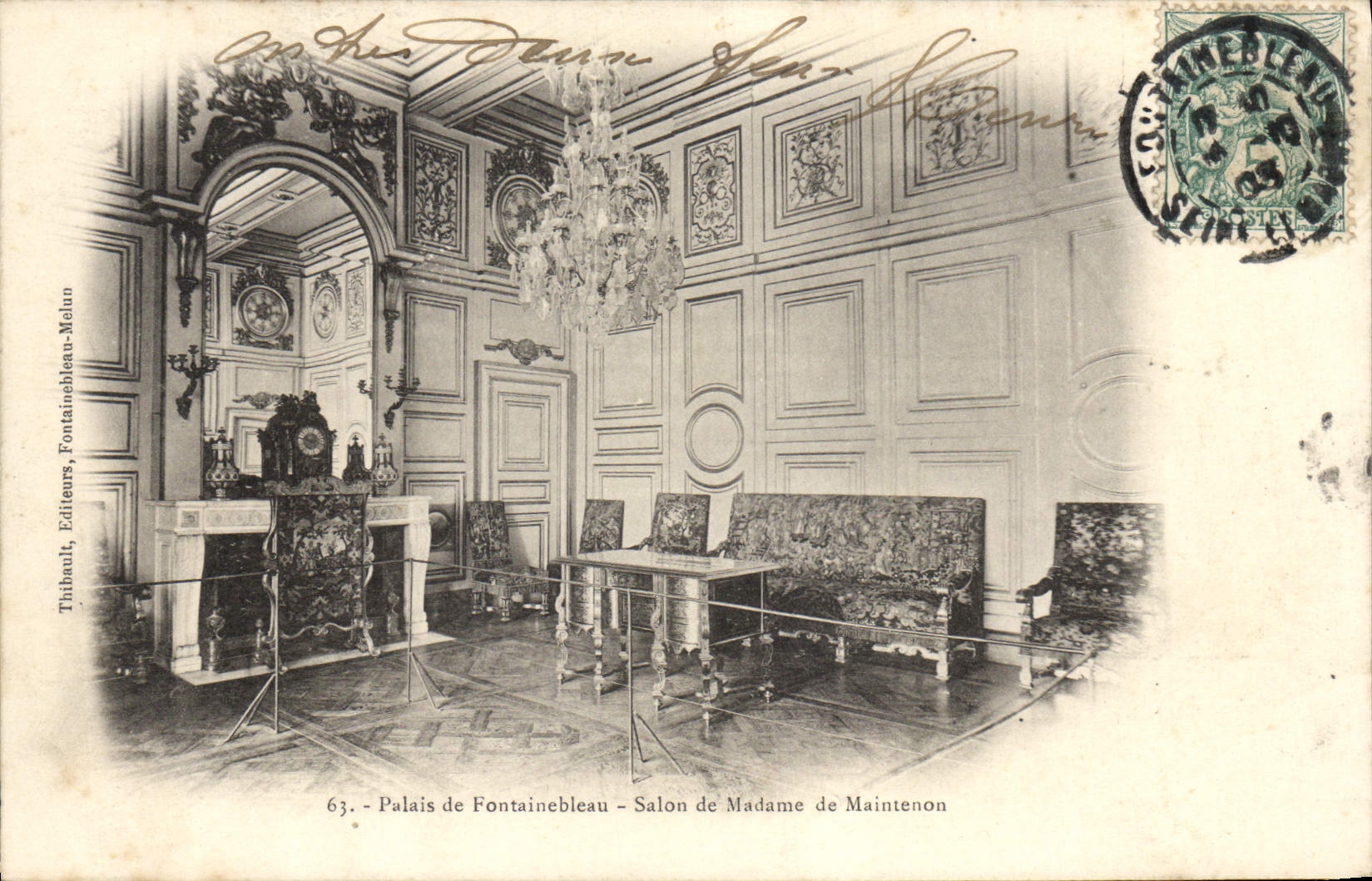 VINTAGE POSTCARD Palate of Fontainebleau Living room of Madam de Maintenon