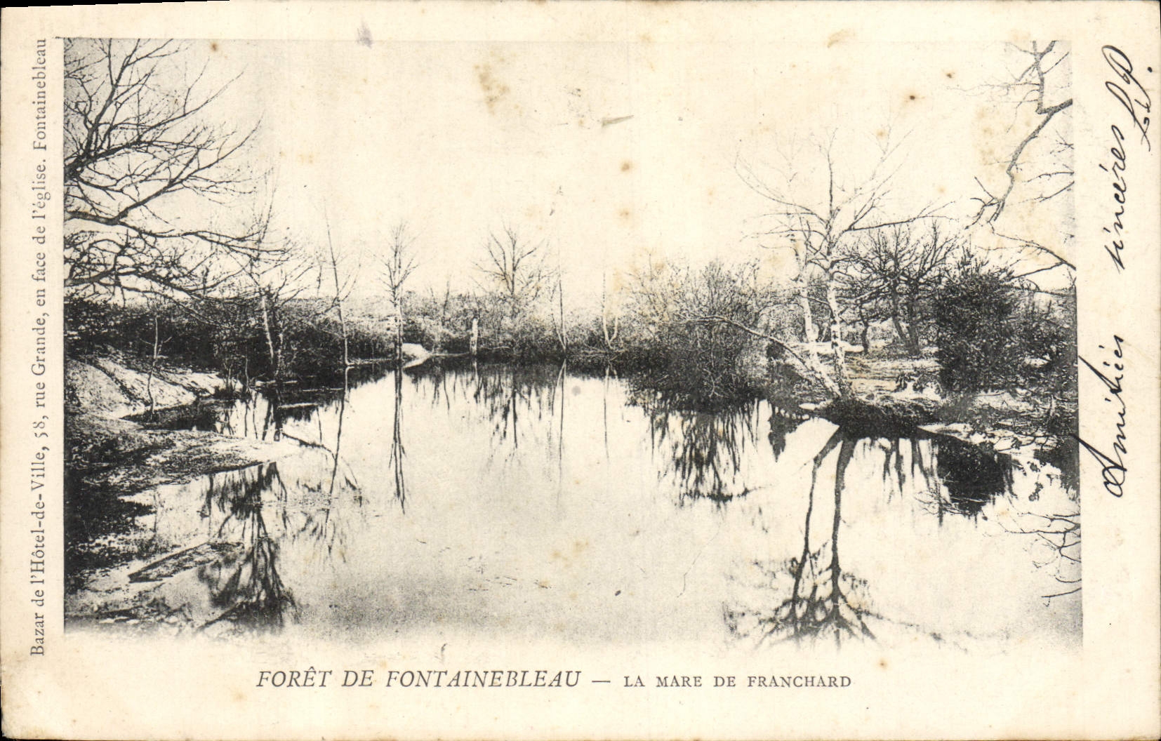 VINTAGE POSTCARD Drill of Fontainebleau the Pond of Franchard