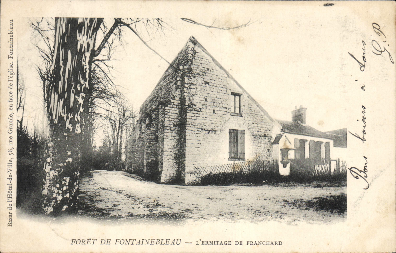 VINTAGE POSTCARD Drill of Fontainebleau the Hermitage De Franchard