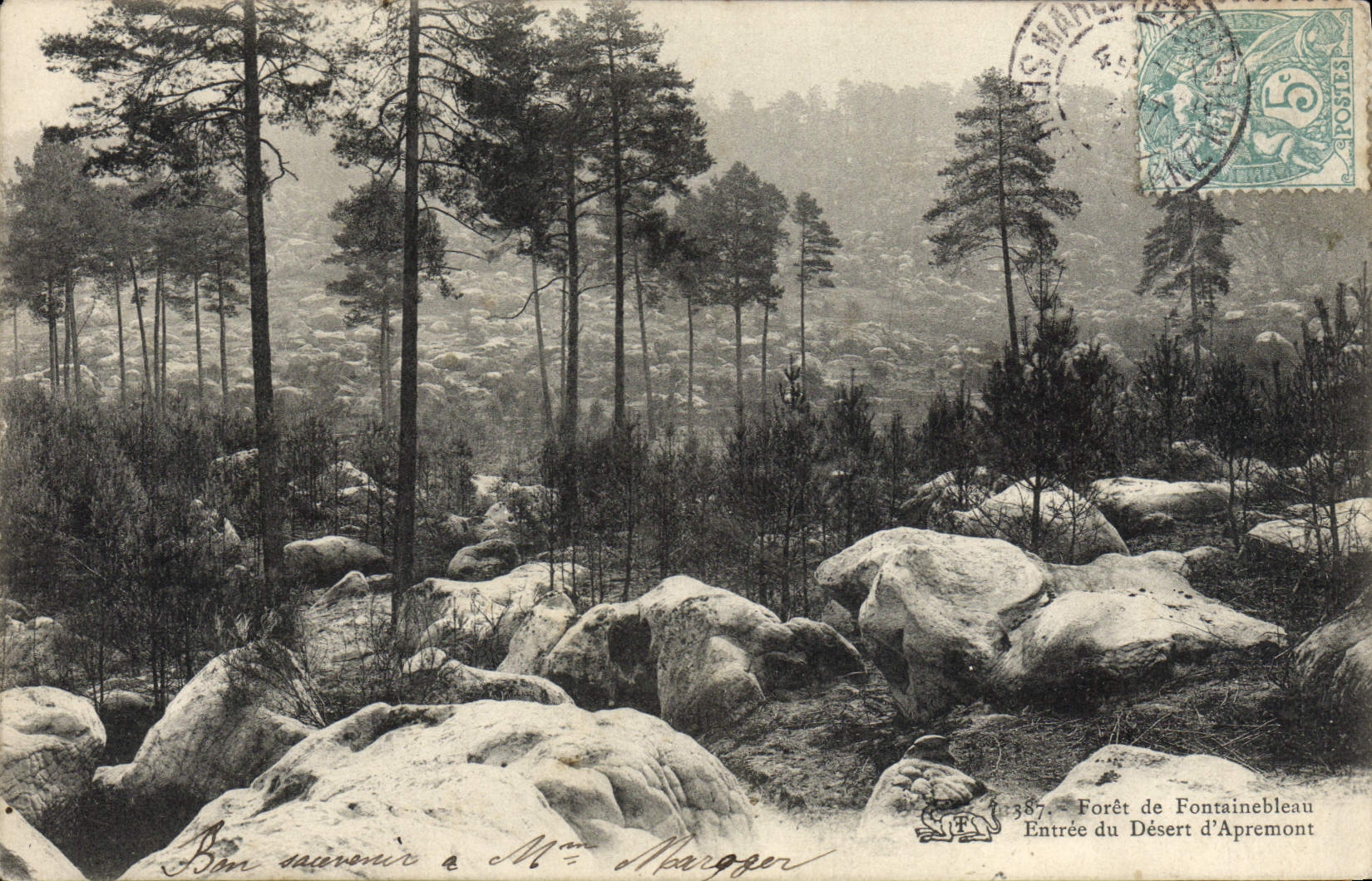 VINTAGE POSTCARD Foret of Fontainebleau Entree of Serves D' Apremont