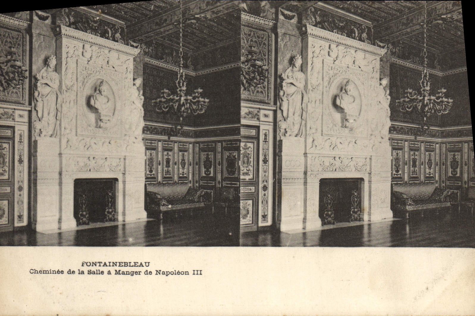VINTAGE POSTCARD Fontainebleau Chimney of Dining room of Napoleon III stetoscopic chart