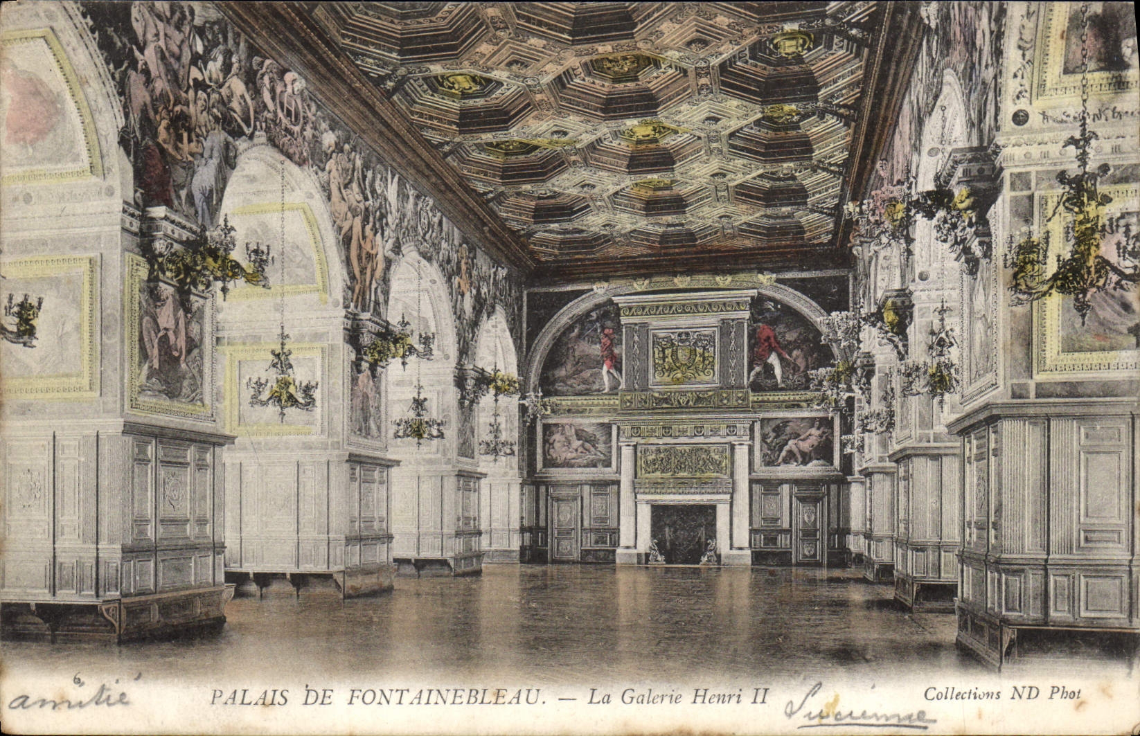 VINTAGE POSTCARD Palate of Fontainebleau the Gallery Henri II
