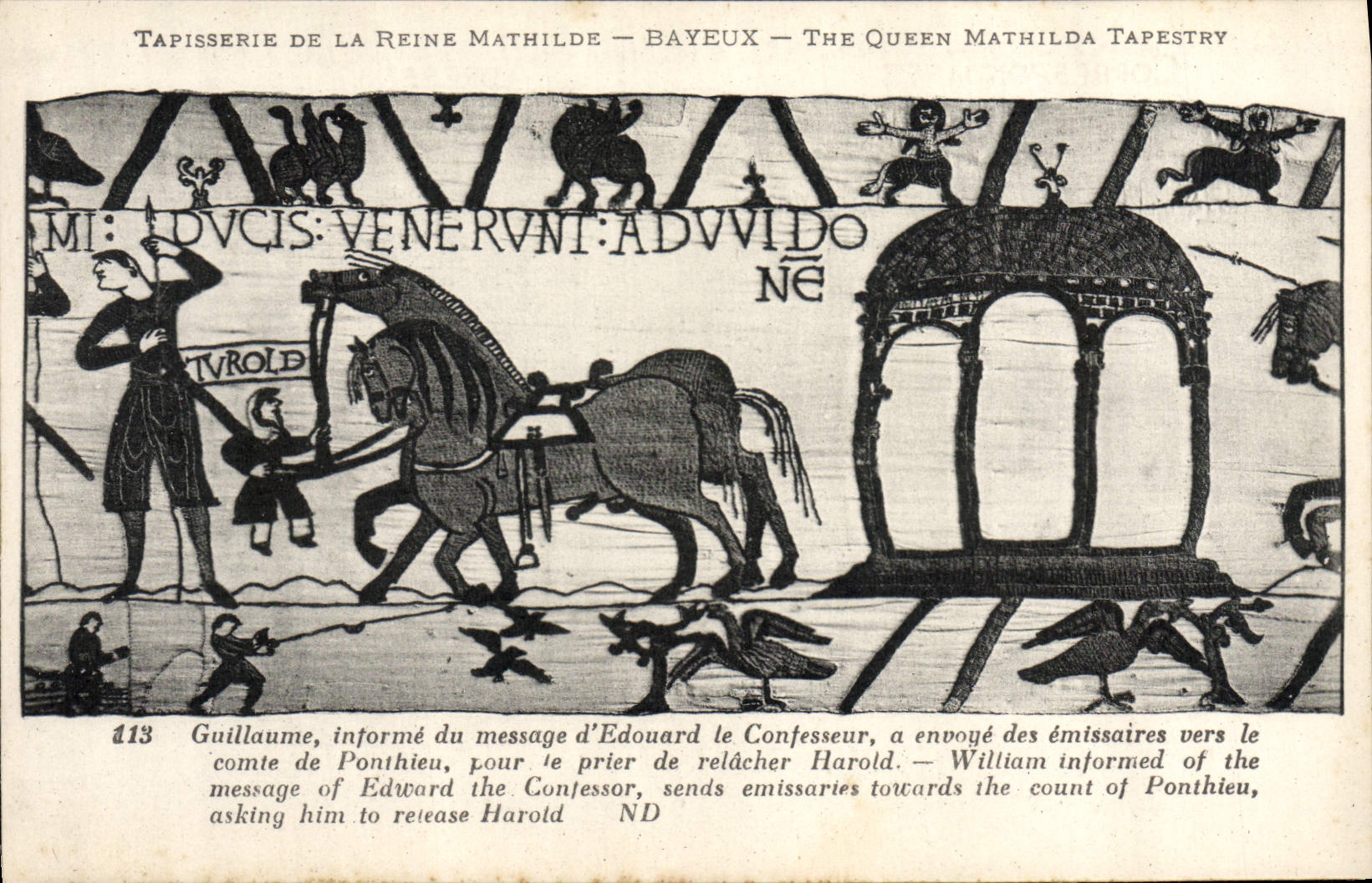 CPA Tapisserie de la Reine Mathilde Bayeux Guillaume informe du message d'Edouard le confesseur 