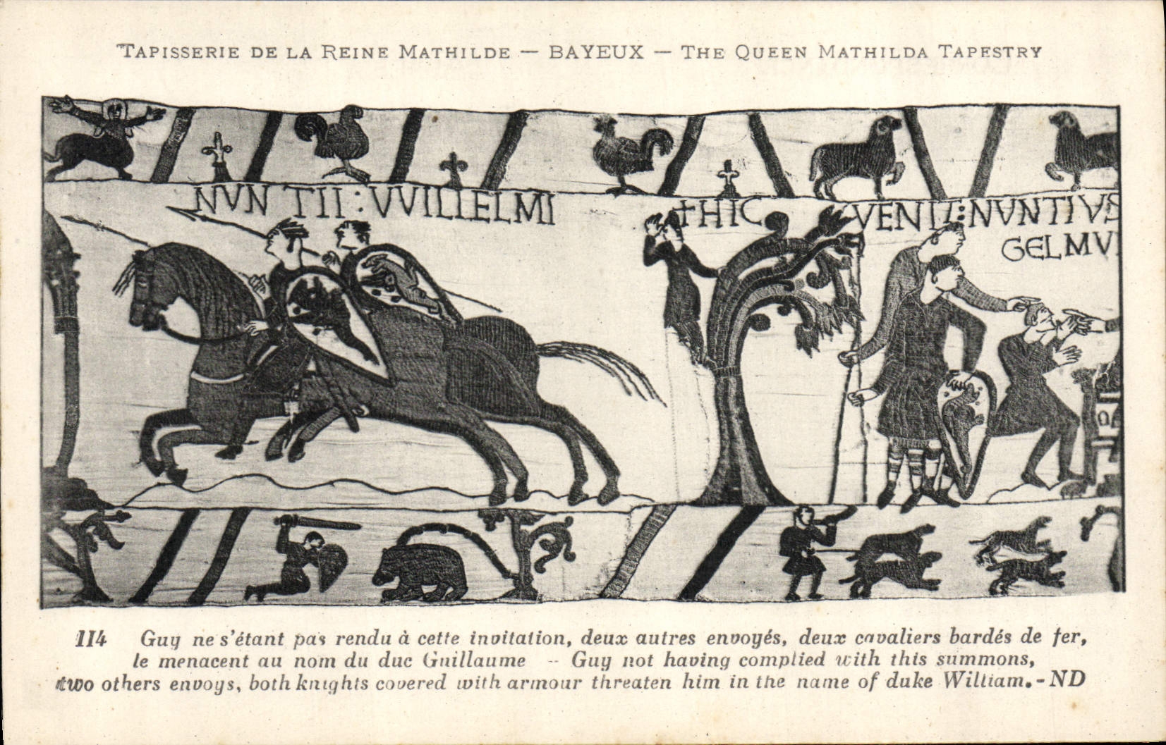 CPA Tapisserie de la Reine Mathilde Bayeux Guy ne s'etant pas rendu a cette invitation