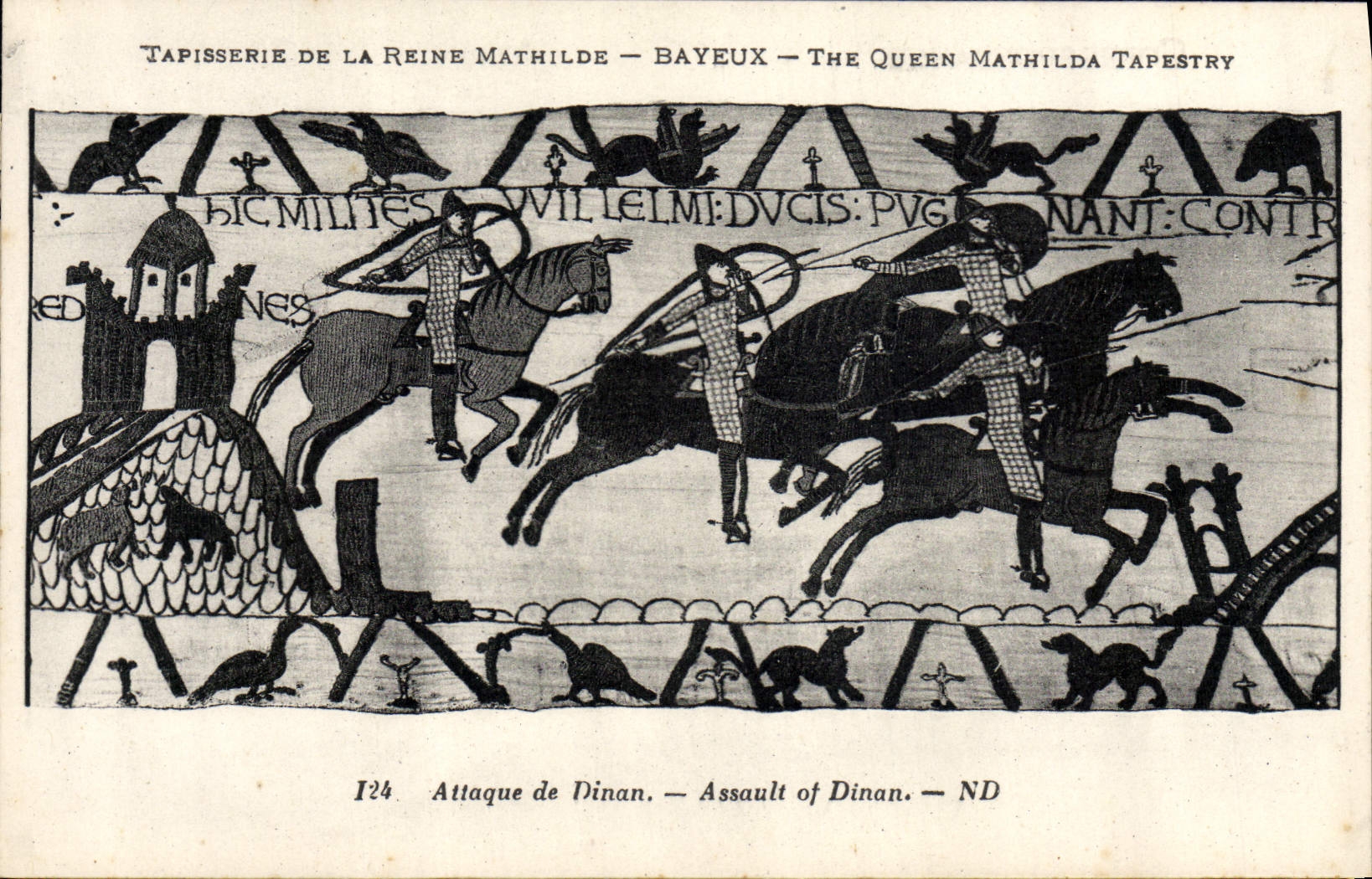 VINTAGE POSTCARD Tapestry of the Queen Mathilde Bayeux Attacks of Dinan