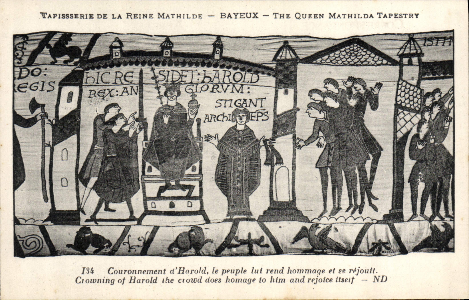 CPA Tapisserie de la Reine Mathilde Bayeux Couronnement d'Harold 