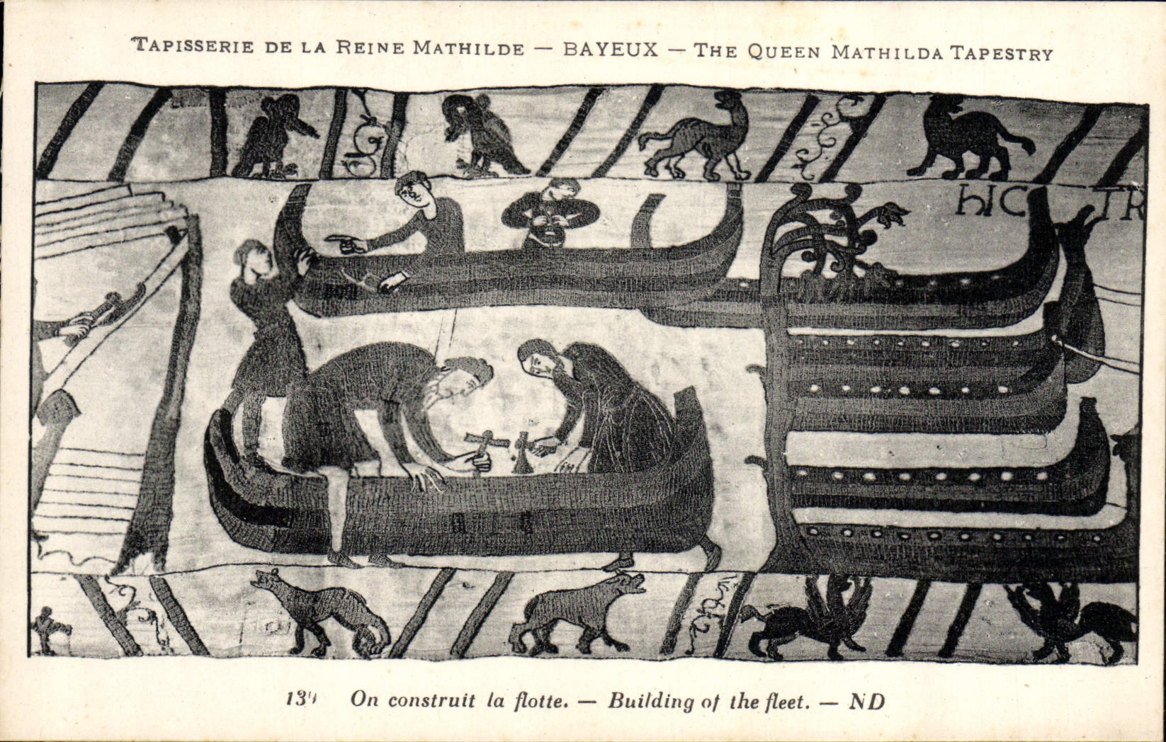 CPA Tapisserie de la Reine Mathilde Bayeux On construit la flotte
