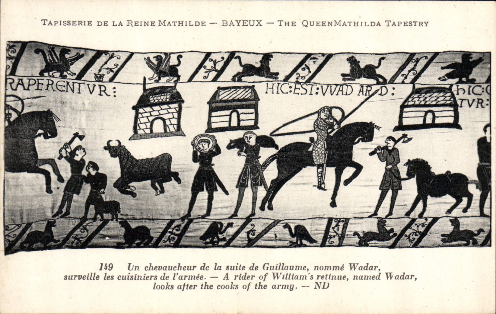 CPA Tapisserie de la Reine Mathilde Bayeux Un chevaucheur de la suite de Guillaume Wadar