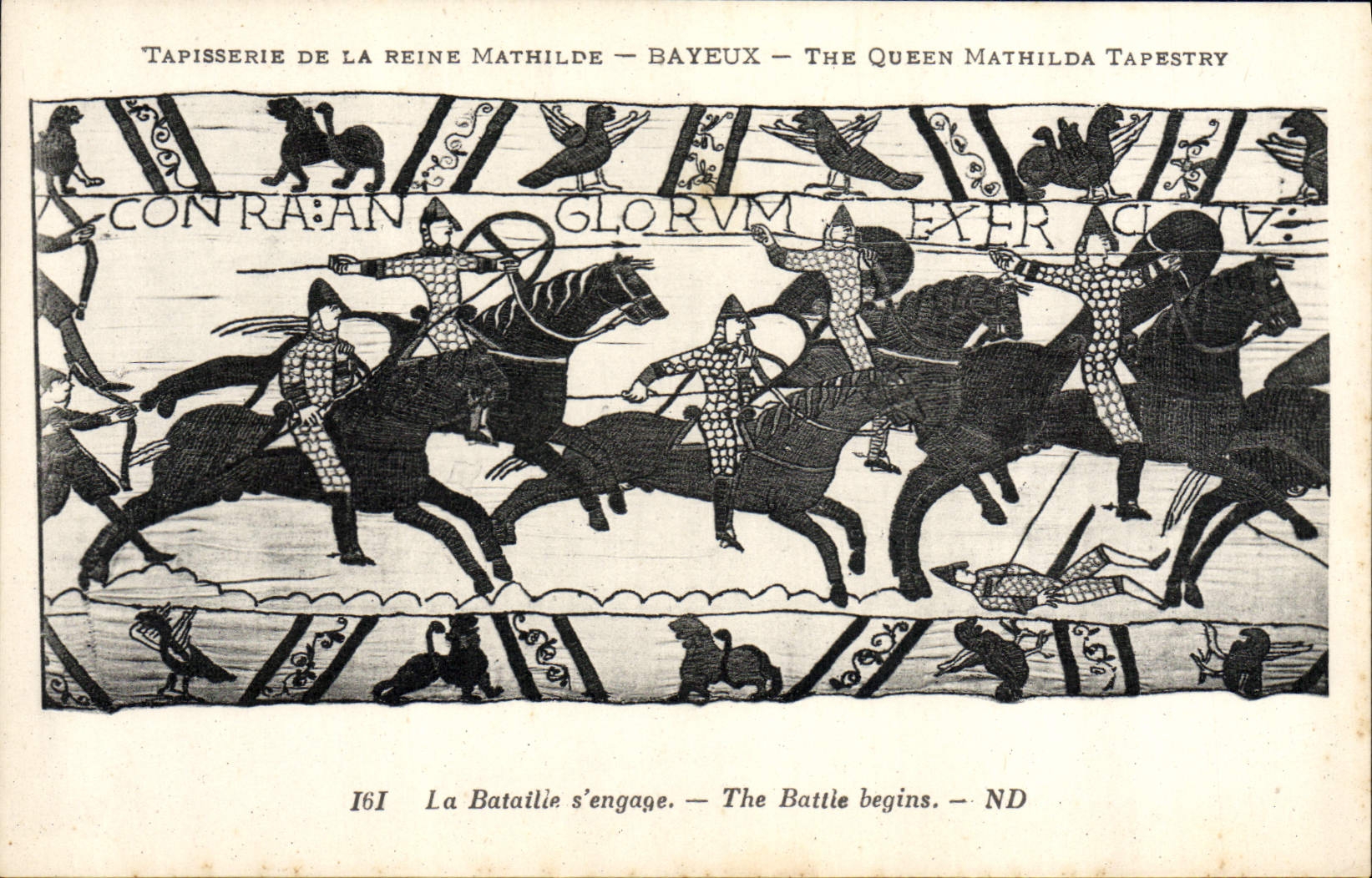 POSTAL Tapisserie de la VENDIMIA de la reina Matilde Bayeux que la batalla comienza