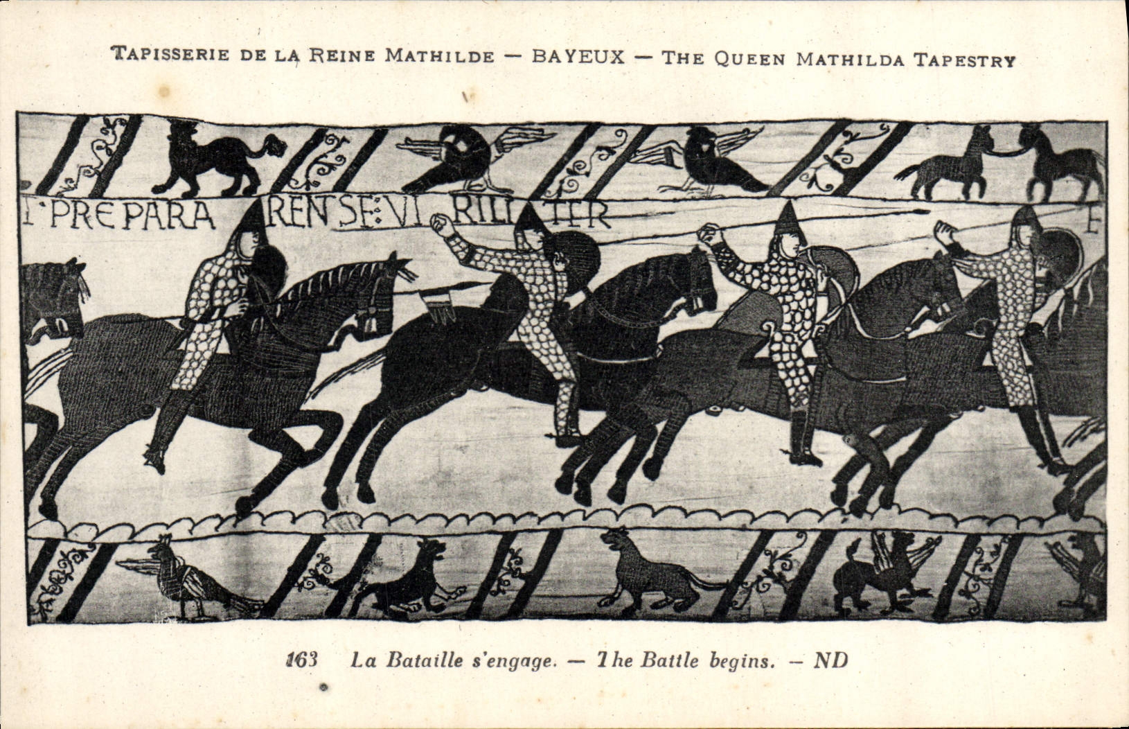 CPA Tapisserie de la Reine Mathilde Bayeux La bataille s'engage