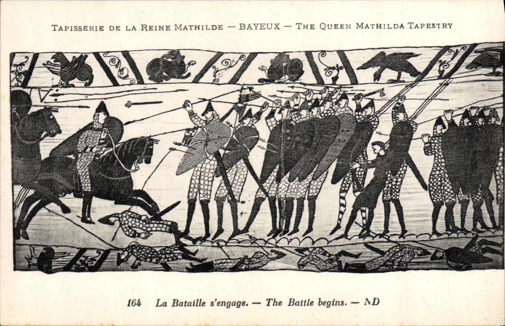 CPA Tapisserie de la Reine Mathilde Bayeux La bataille s'engage