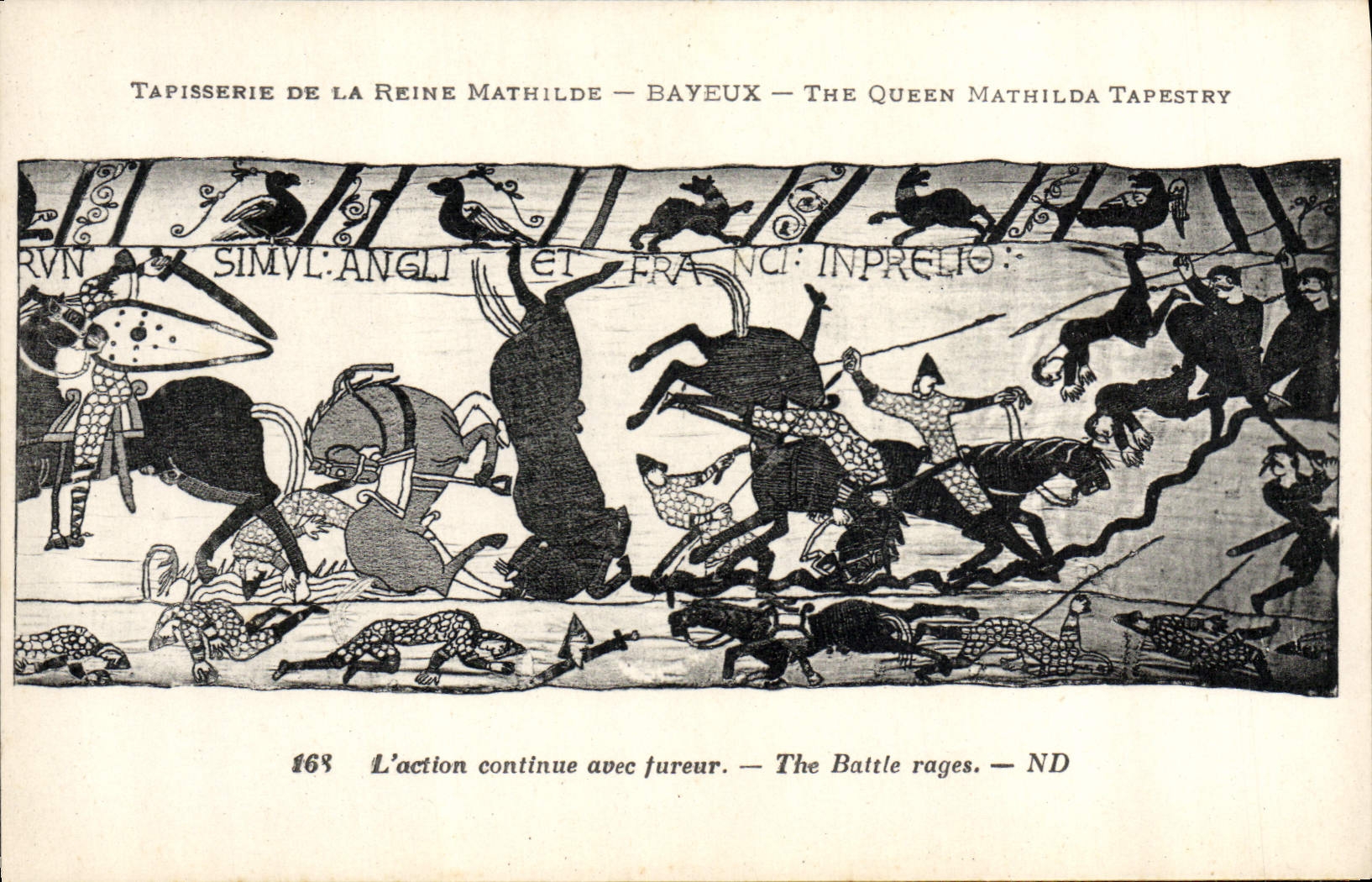 POSTAL Tapisserie de la VENDIMIA de la reina Matilde Bayeux que la acción continúa con furia