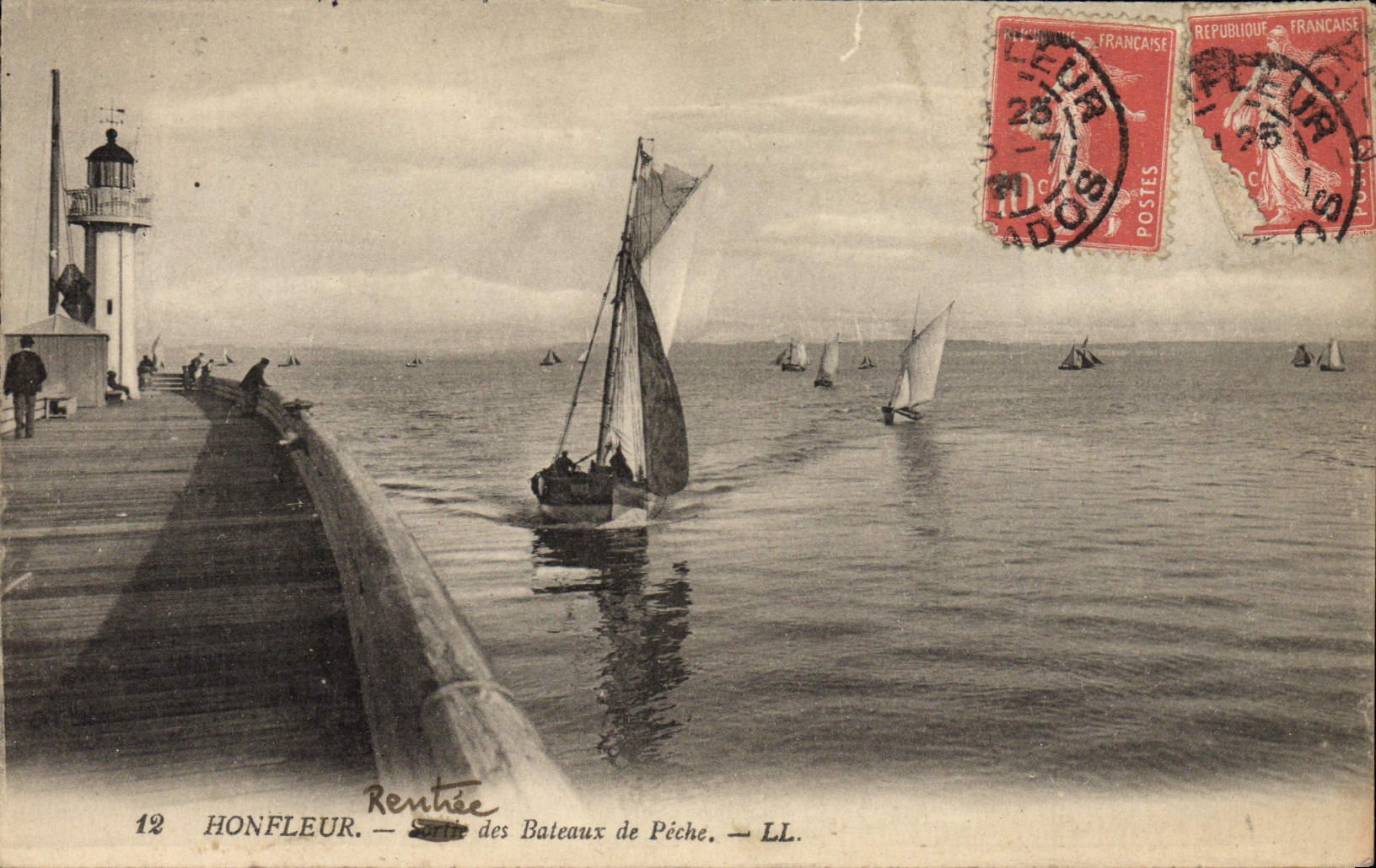 La POSTAL Honfleur de la VENDIMIA volvió de los barcos del pecado