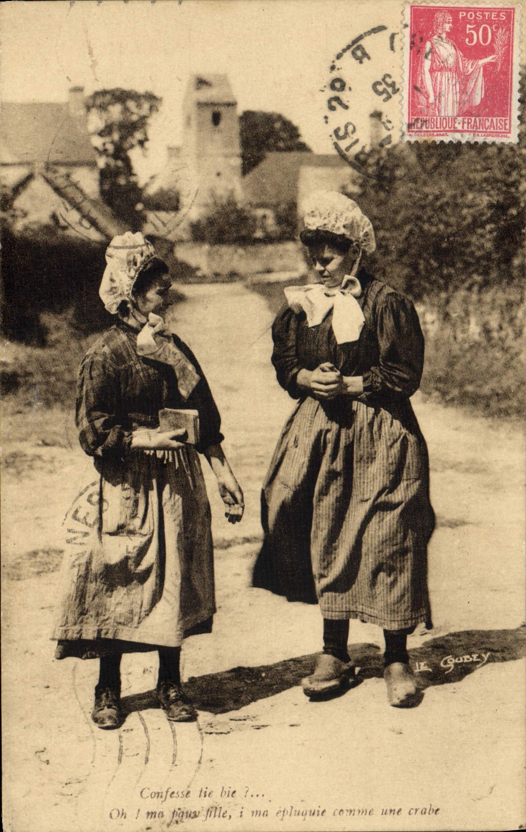 CPA Confesse lie bie Femmes Folklore Normandie 