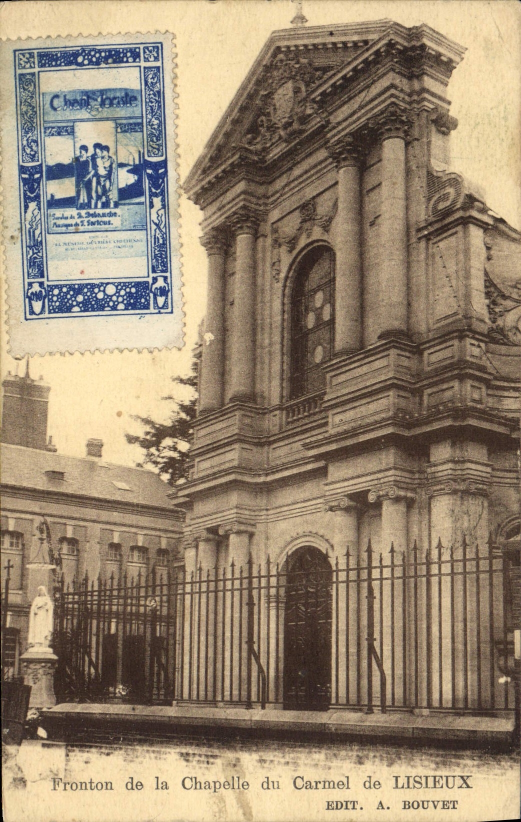 Frontón de la POSTAL de la VENDIMIA de la cámara acorazada de la canción de Carmel de Lisieux Label