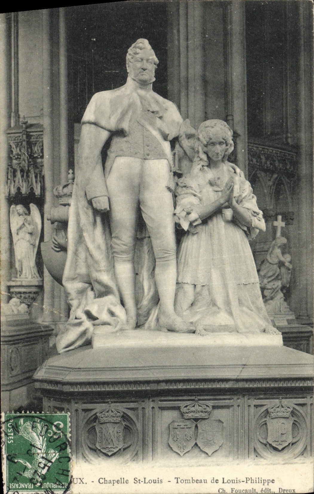 Tumba de St. Louis de la cámara acorazada de Dreux de la POSTAL de la VENDIMIA de Louis Felipe