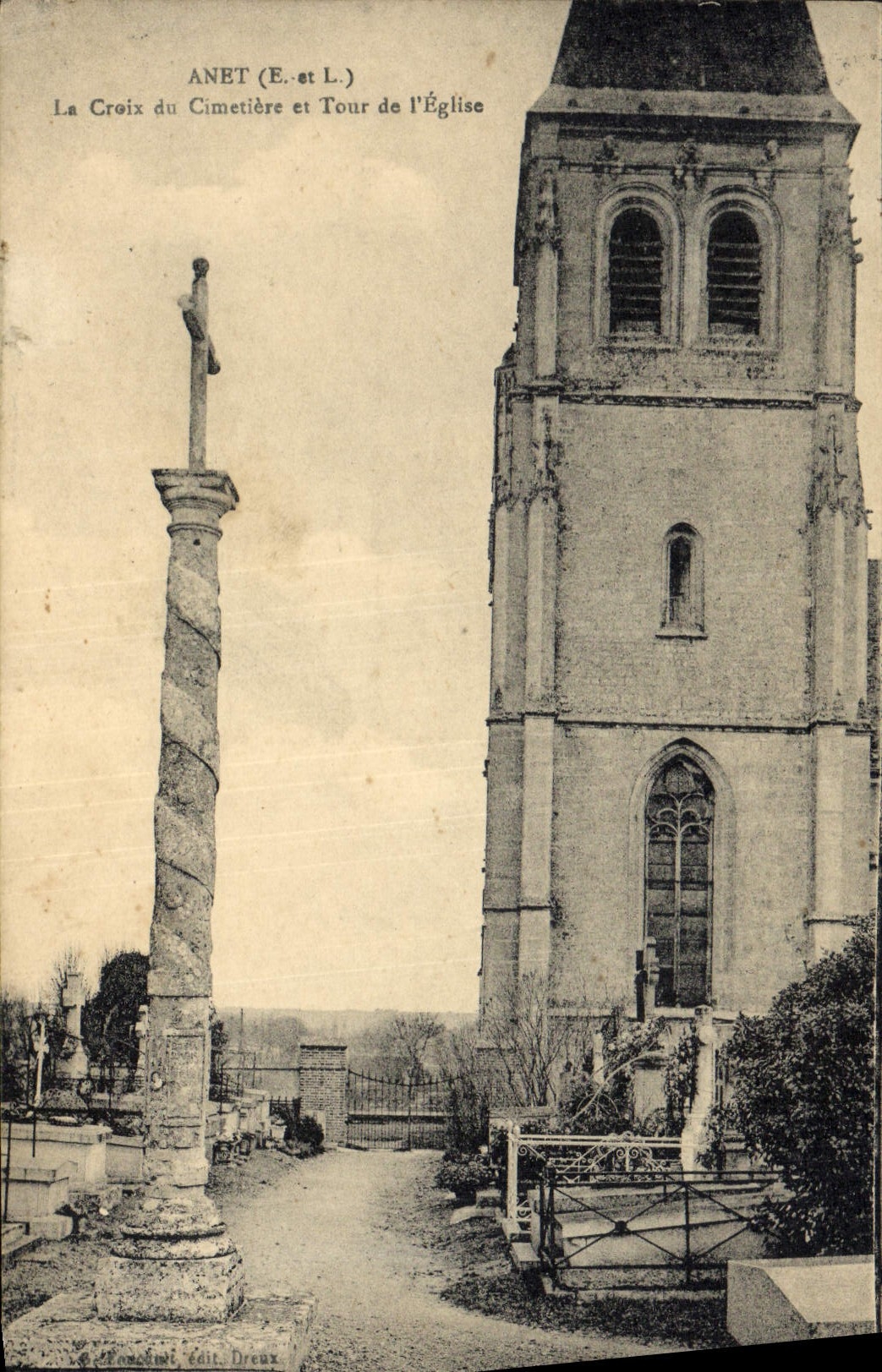 POSTAL Anet de la VENDIMIA la cruz del cementerio y de la vuelta de la iglesia