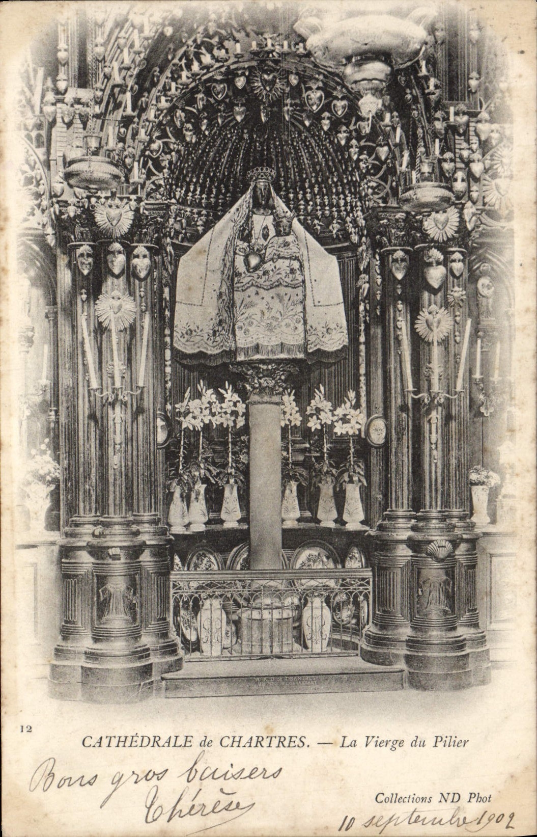 Catedral de la POSTAL de la VENDIMIA de Chartres la Virgen del pilar