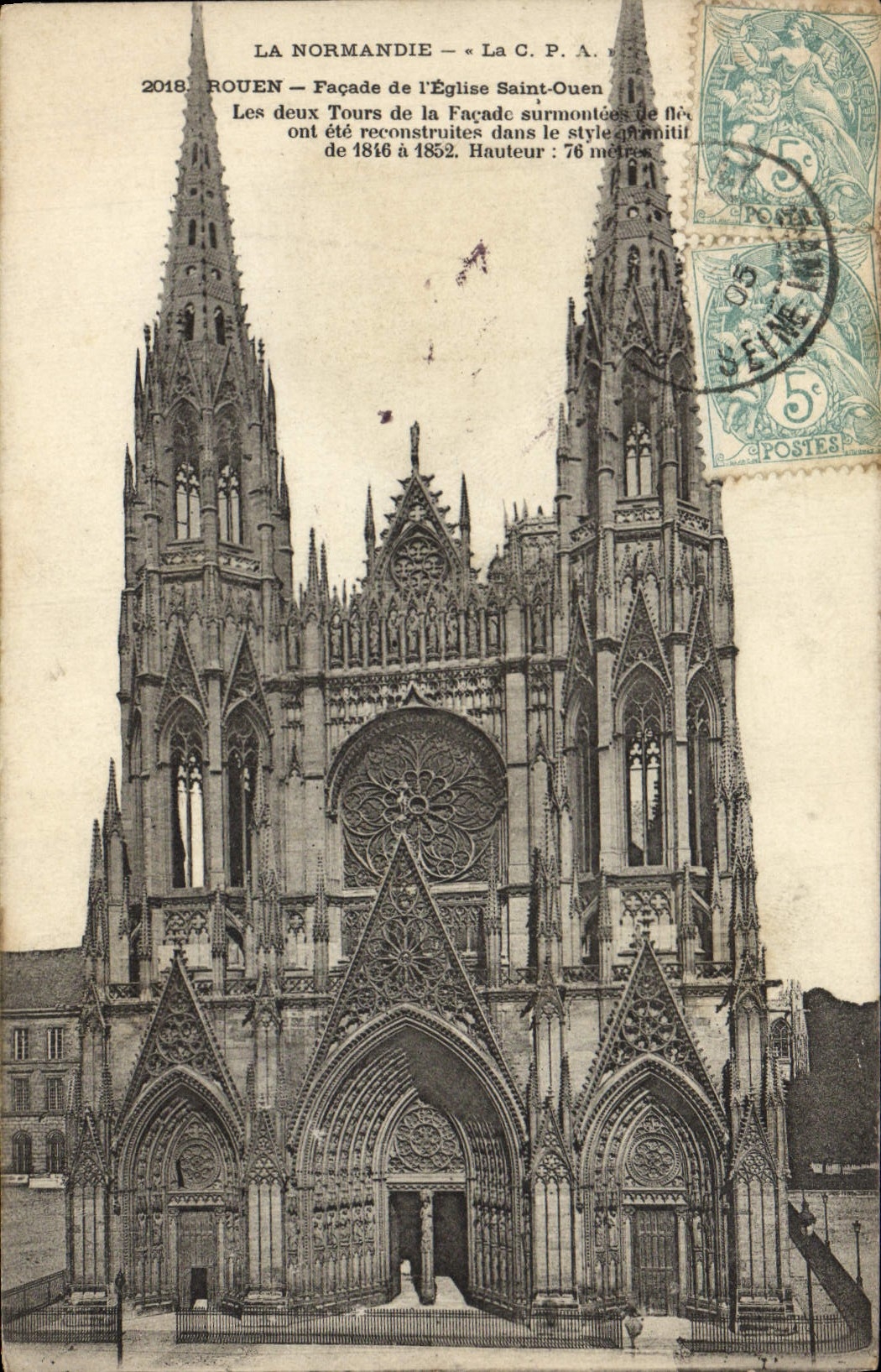 VINTAGE POSTCARD Rouen Frontage of the Church Ouen Saint