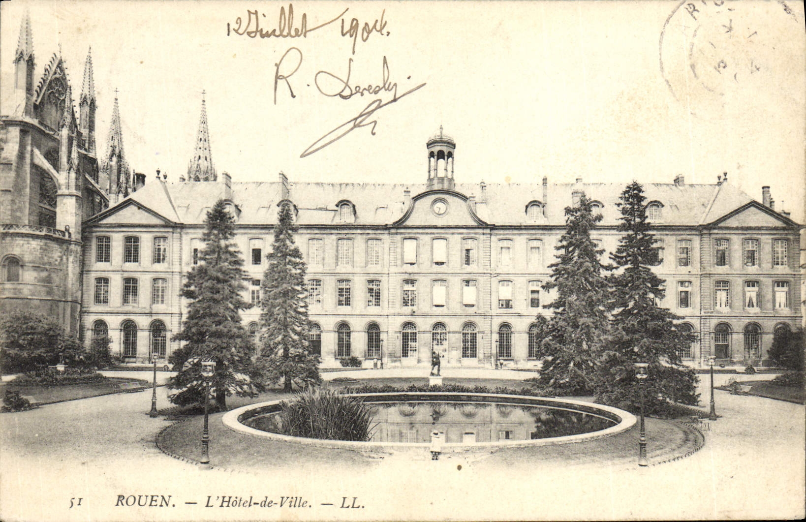 VINTAGE POSTCARD Rouen the Town hall