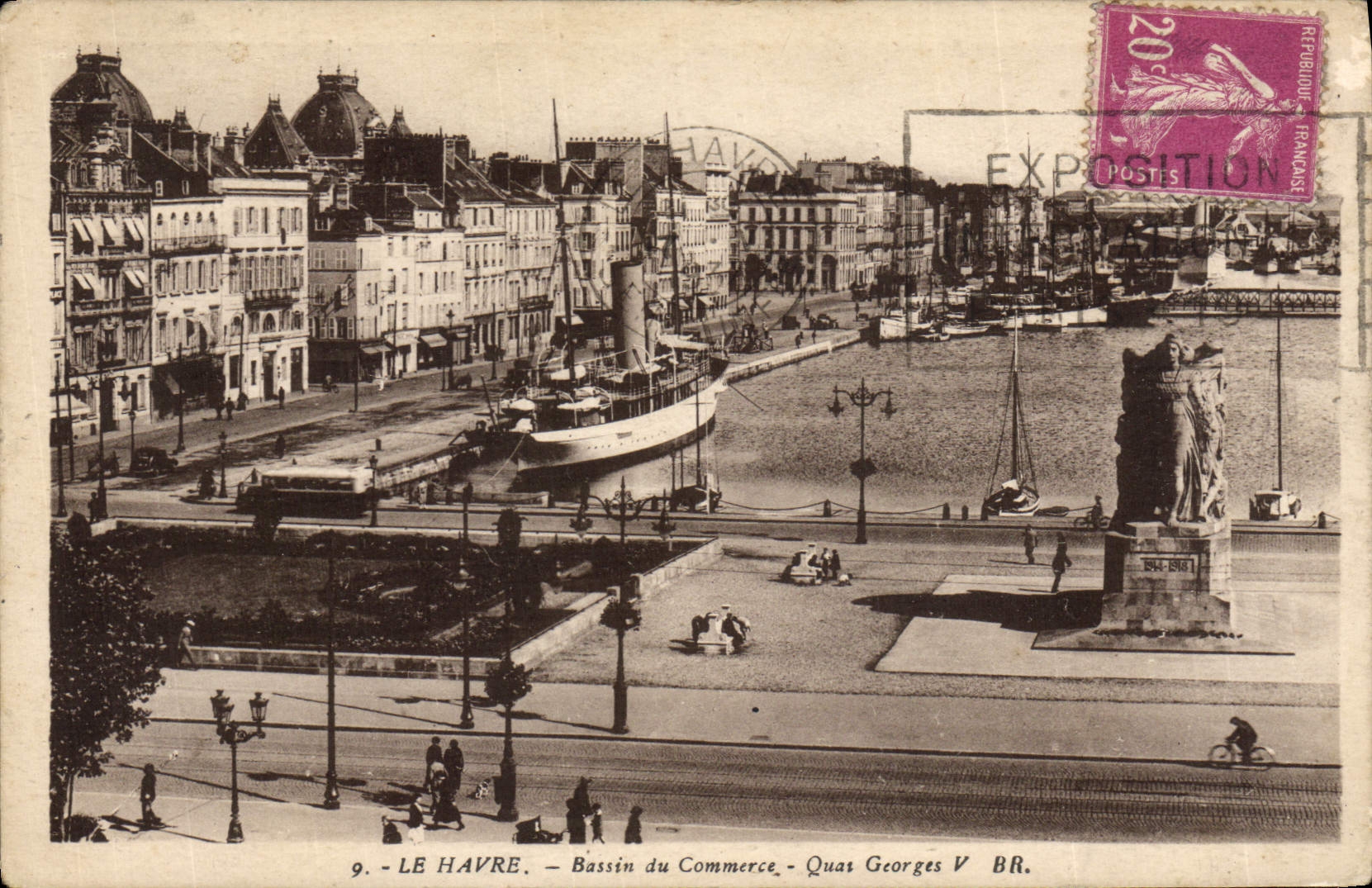 VINTAGE POSTCARD Le Havre Basin the Commercial Quay Georges V Boat