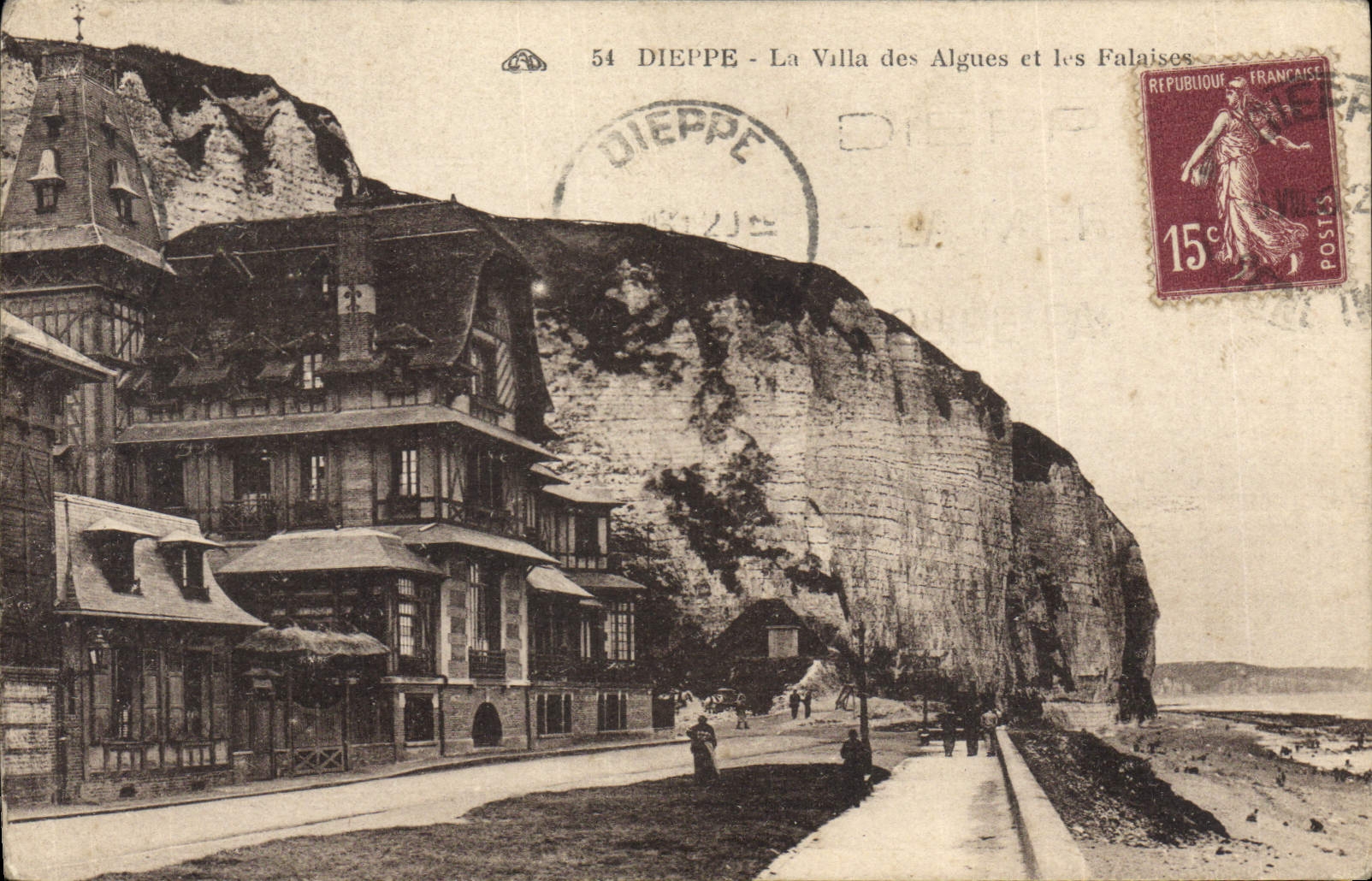 POSTAL Dieppe de la VENDIMIA el chalet de las algas y de los acantilados