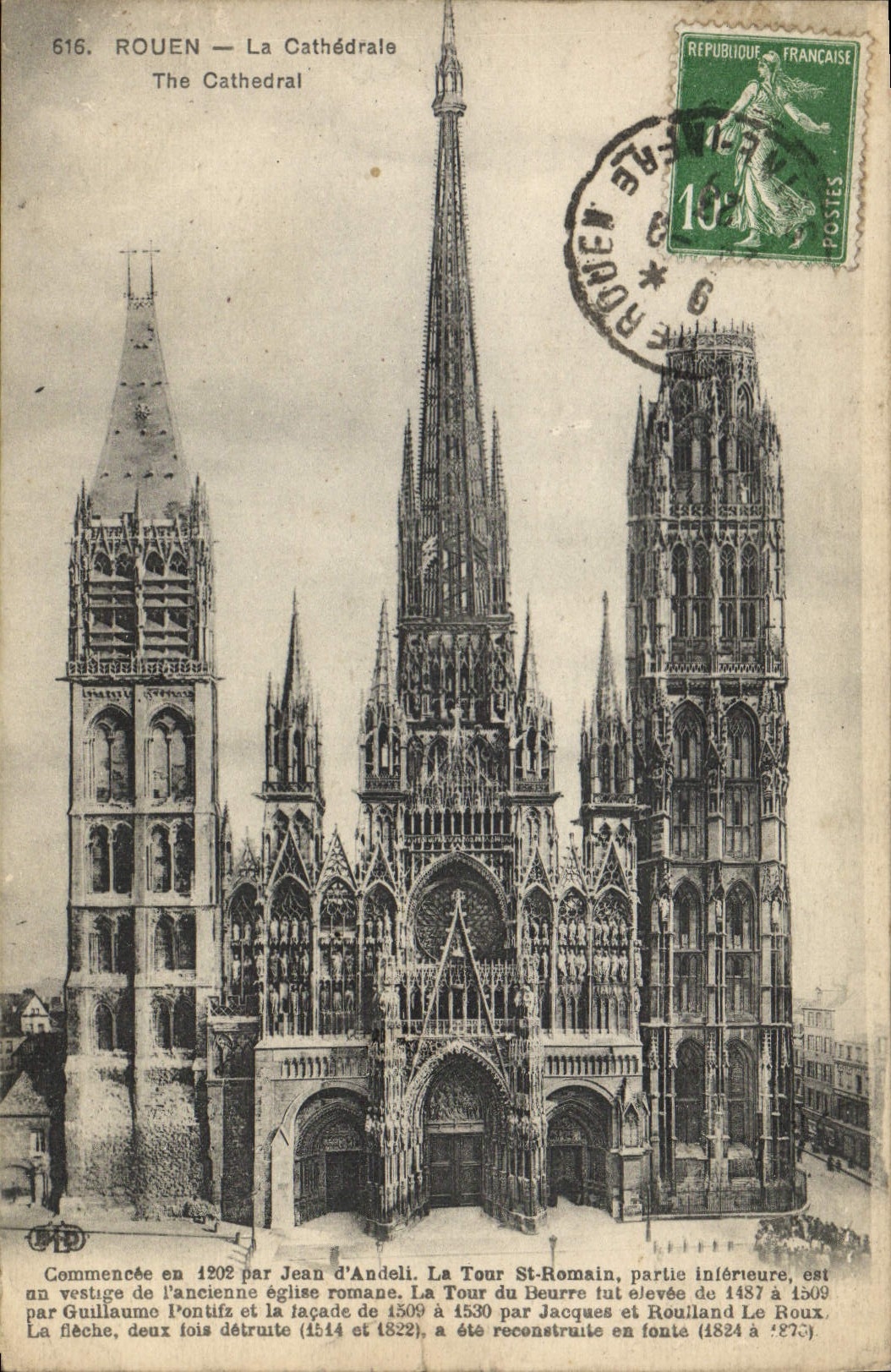 VINTAGE POSTCARD Rouen Cathedarle