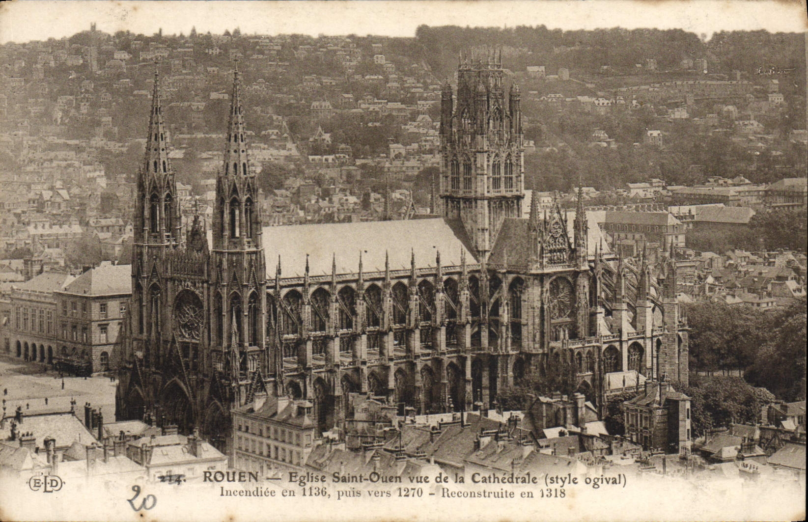VINTAGE POSTCARD Rouen Church Ouen Saint Seen of the Cathedral