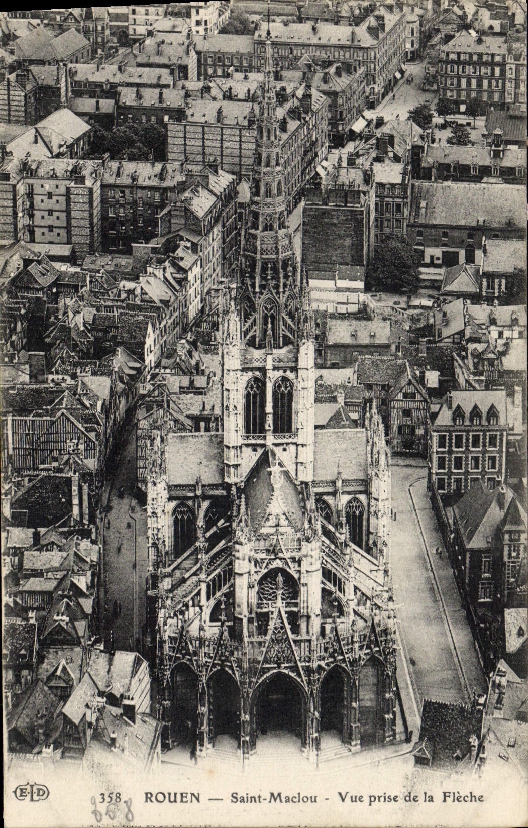 VINTAGE POSTCARD Holy Rouen Maclou Seen from of the Arrow