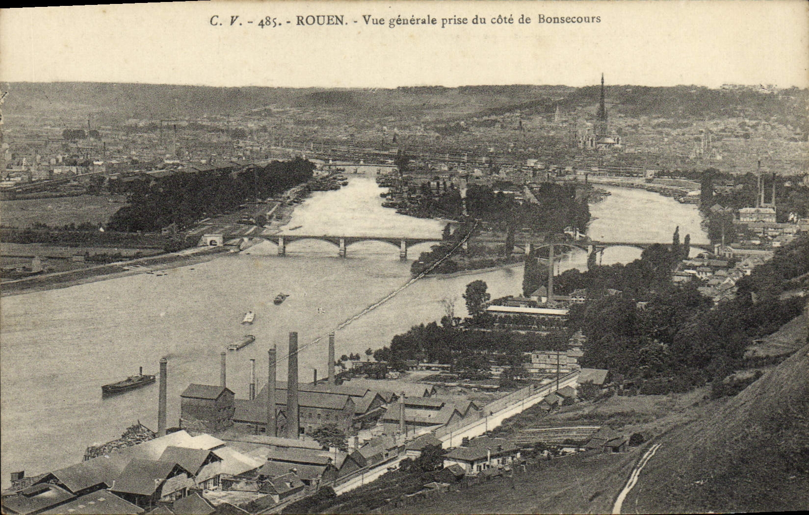 VINTAGE POSTCARD Rouen View taken of the Bonsecours dimension