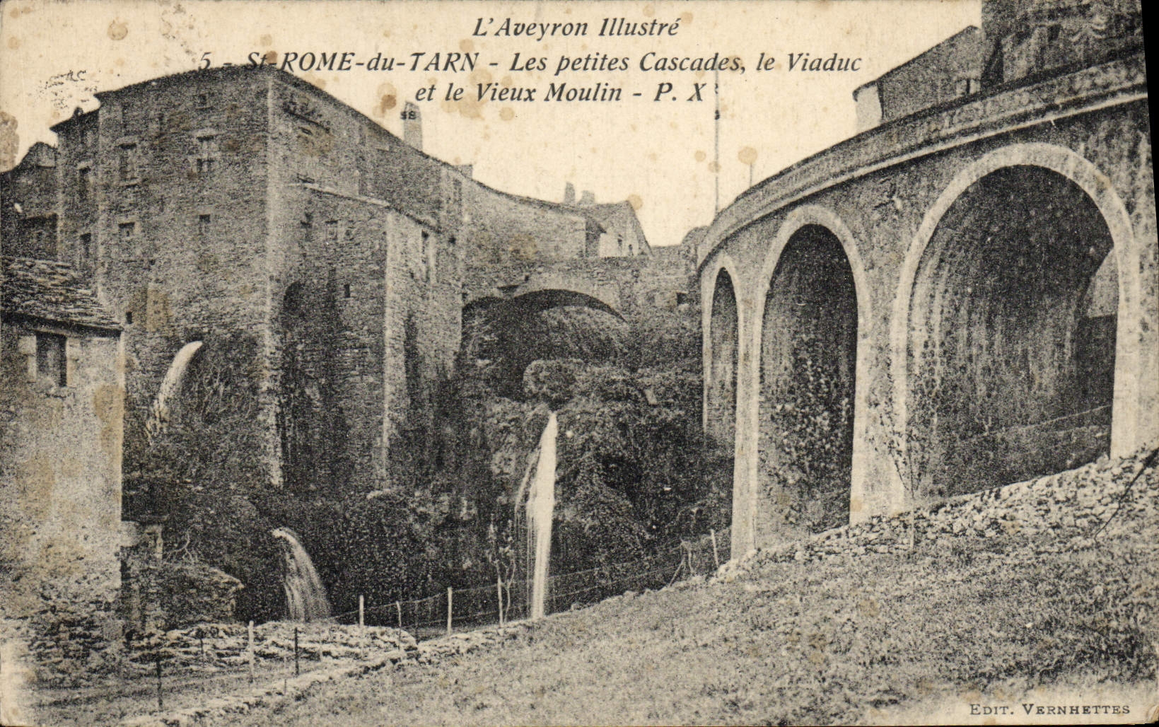 VINTAGE POSTCARD St Rome of the Tarn Small Cascades the Viaduct and the old Mill