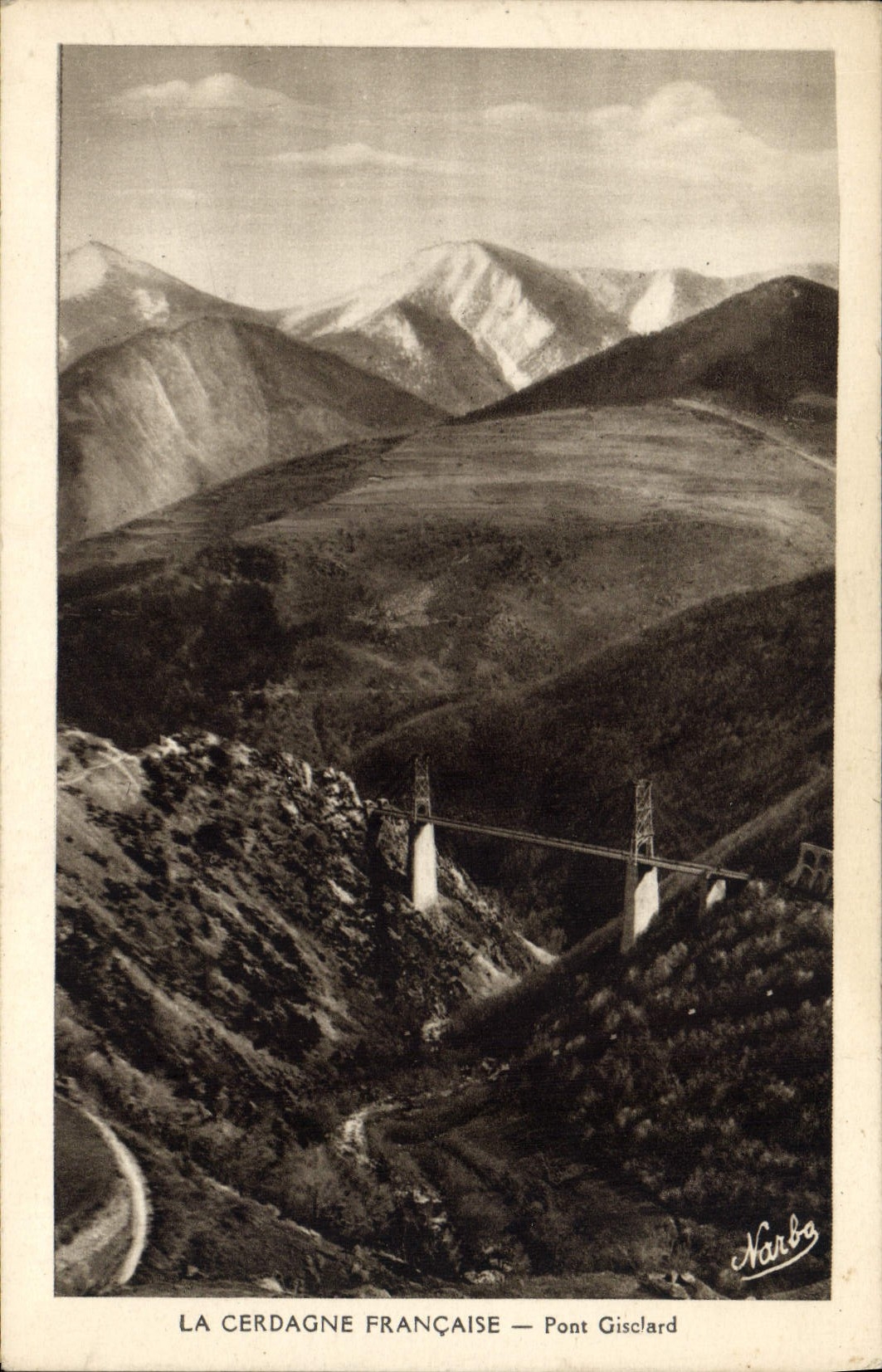 VINTAGE POSTCARD Cerdagne Frenchwoman Gisclard Bridge