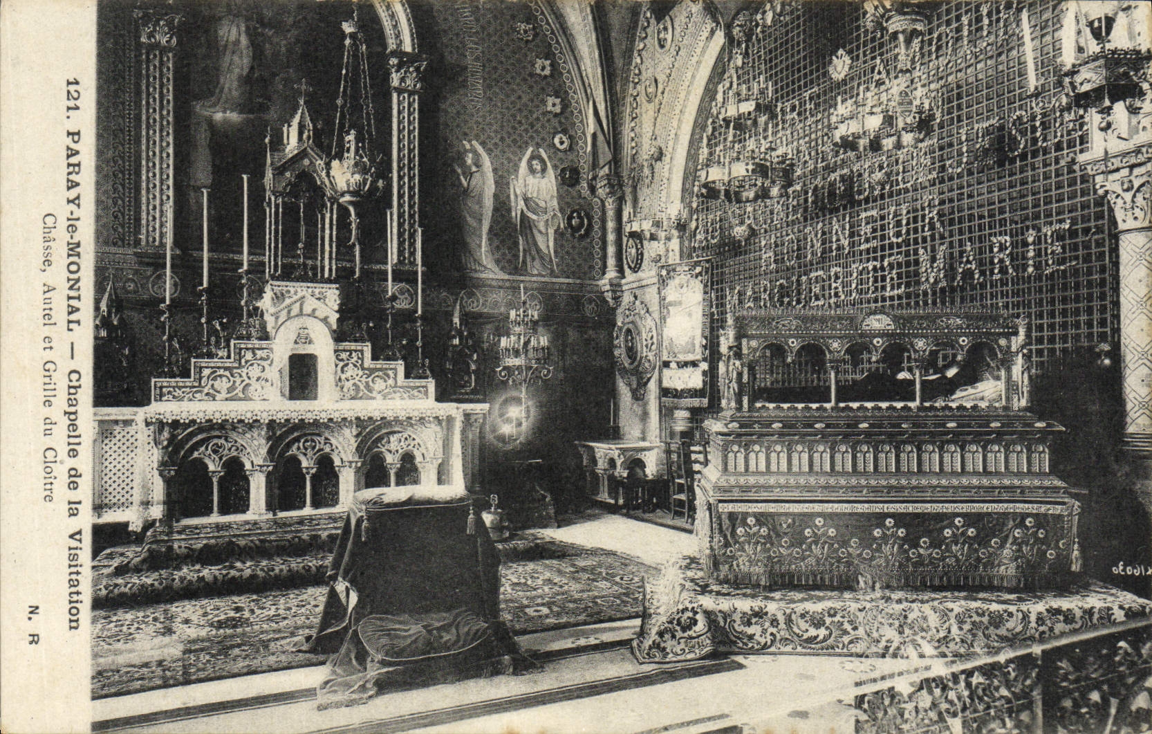 La POSTAL Paray Monial Chapelle de la VENDIMIA del Visitation expulsa el puente del horno y la rejilla del claustro