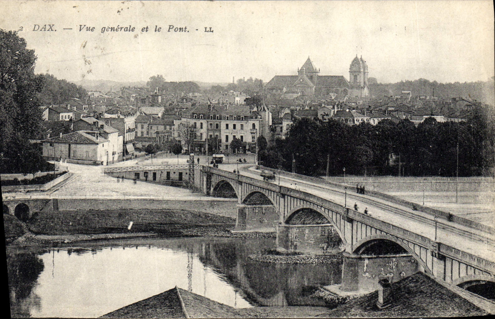 VINTAGE POSTCARD Dax View and the Bridge