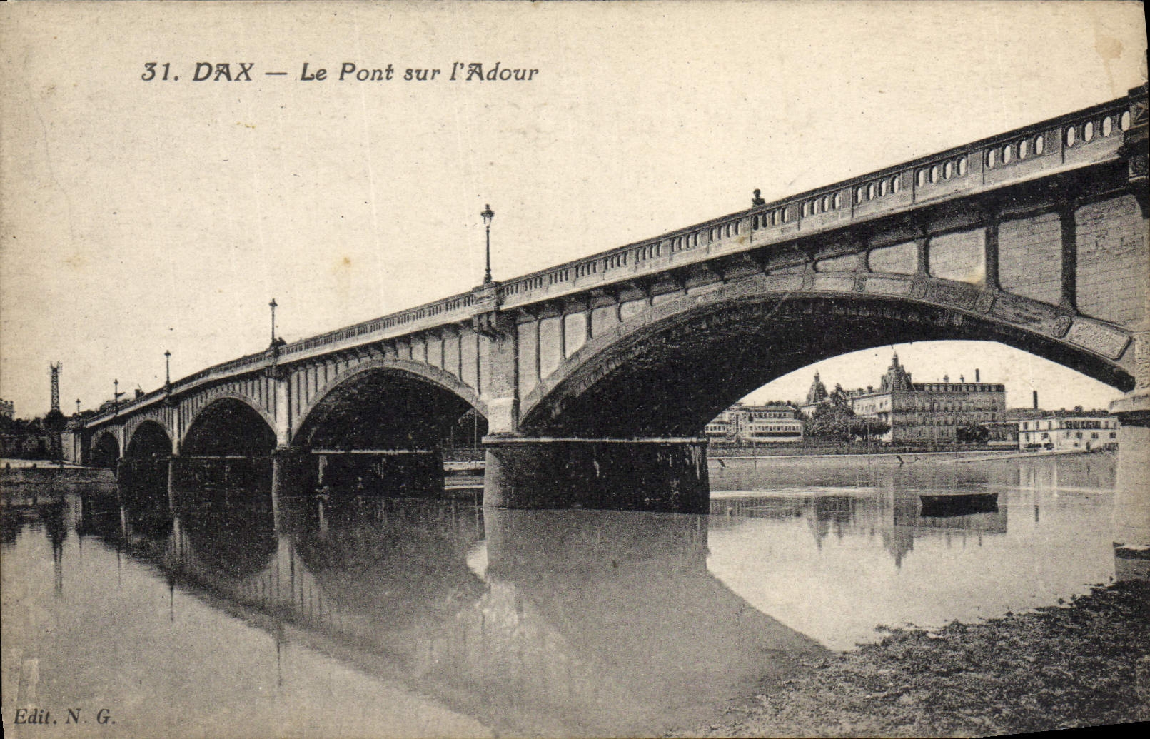 VINTAGE POSTCARD Dax the Bridge On Adour