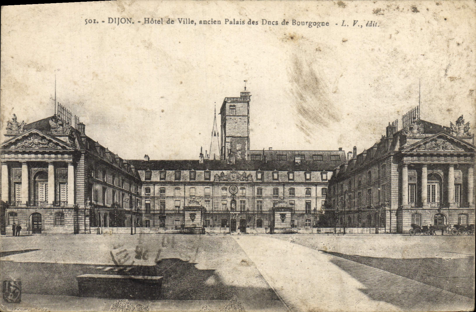 VINTAGE POSTCARD Dijon Hotel old Palate of DNC of Burgundy