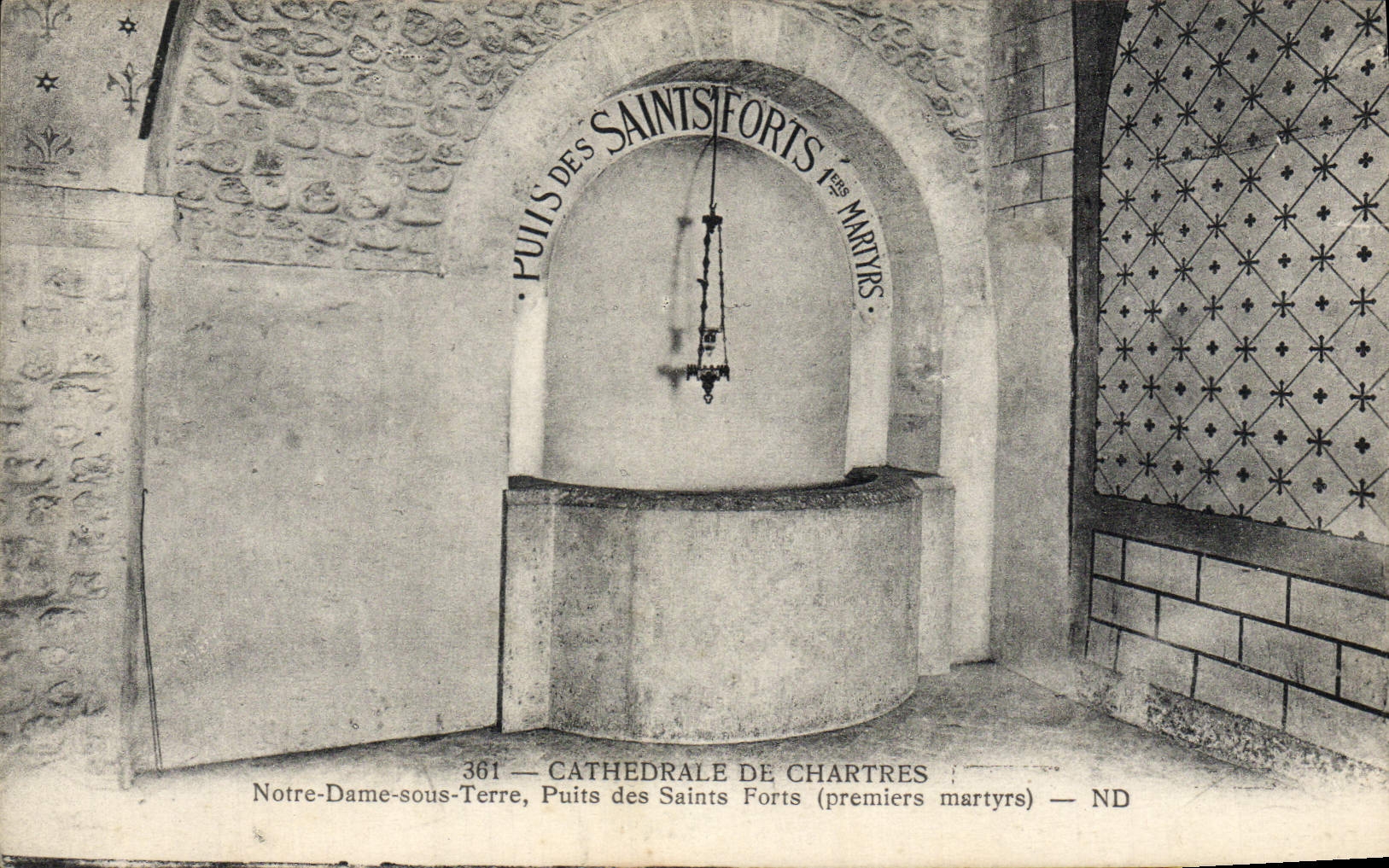 La catedral de la POSTAL de la VENDIMIA de Chartres Notre Dame molió bien mártires fuertes de los santos de los primeros