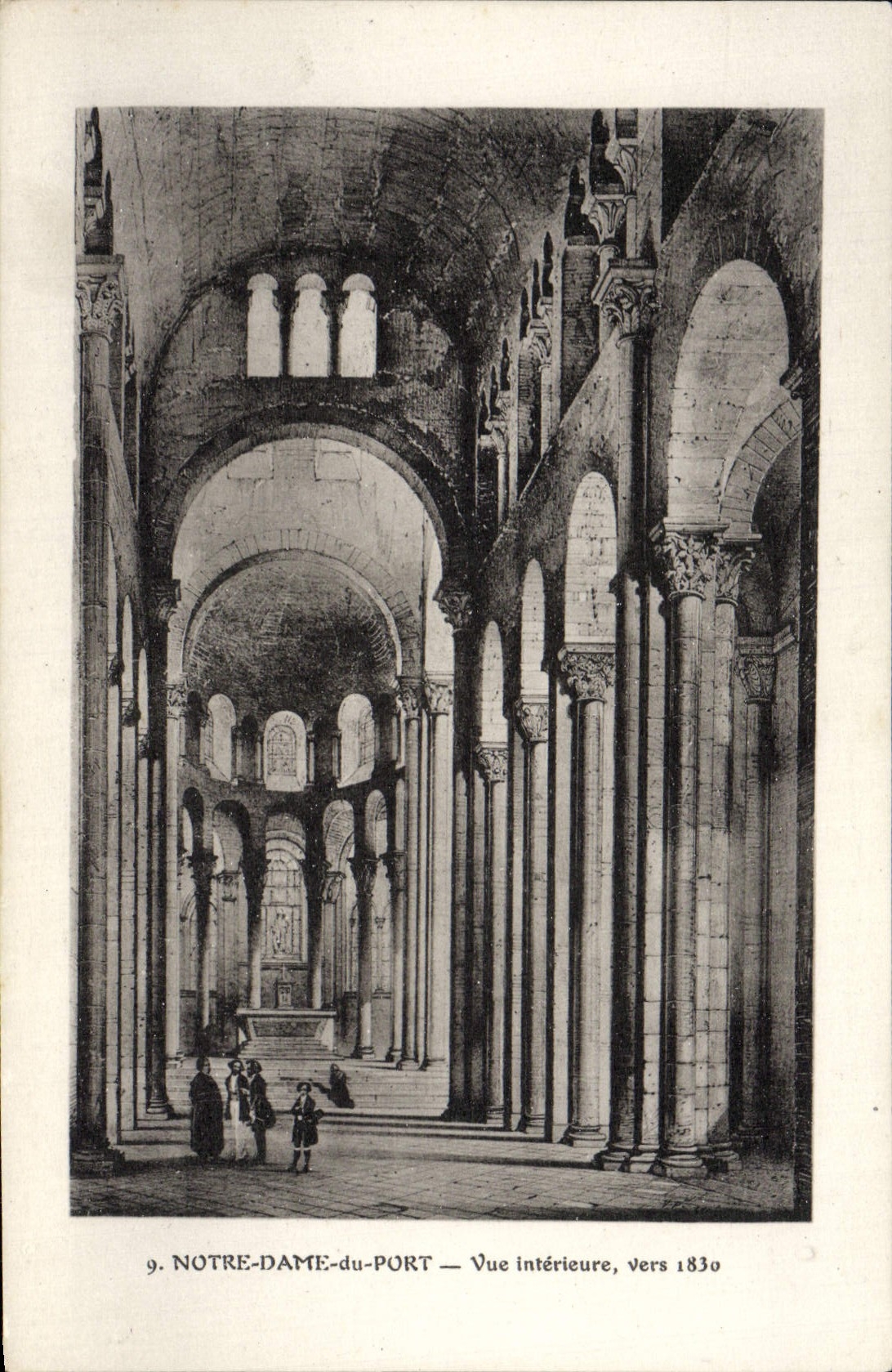 POSTAL Notre Dame de la VENDIMIA del interior visto puerto cerca de 1830
