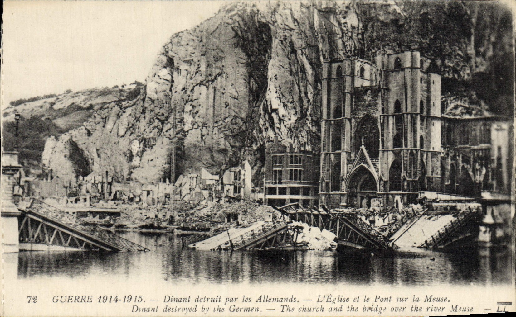 VINTAGE POSTCARD War Dining Destroyed By the Germans the church and the bridge on the Militaria Marne