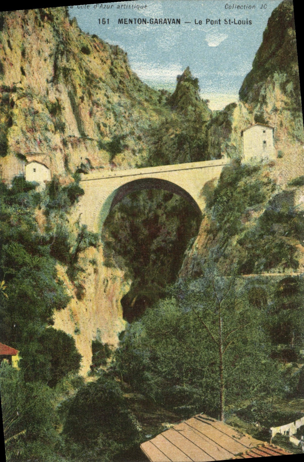 POSTAL Menton Garavan de la VENDIMIA el puente St. Louis