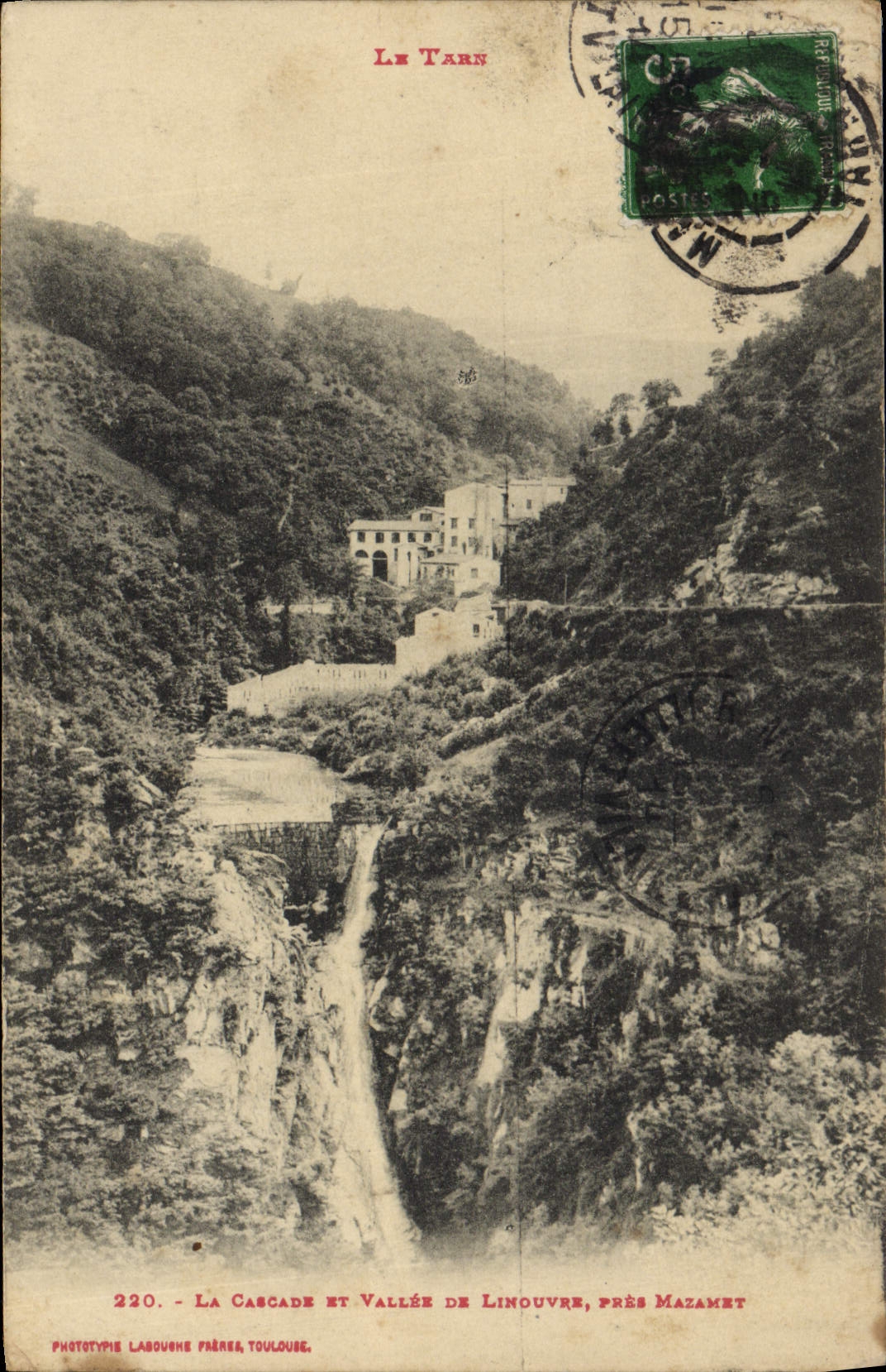 VINTAGE POSTCARD Tarn the cascade and valley of Linouvre close Mazamet